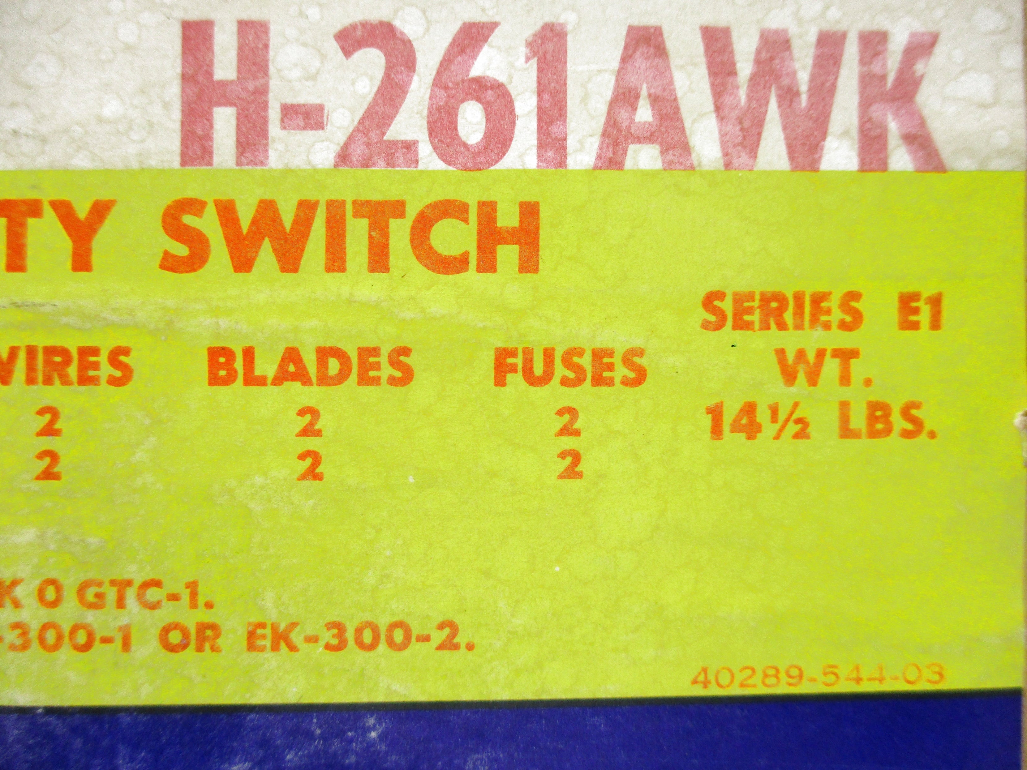 SQUARE D H261AWK SER. E1 NSFS