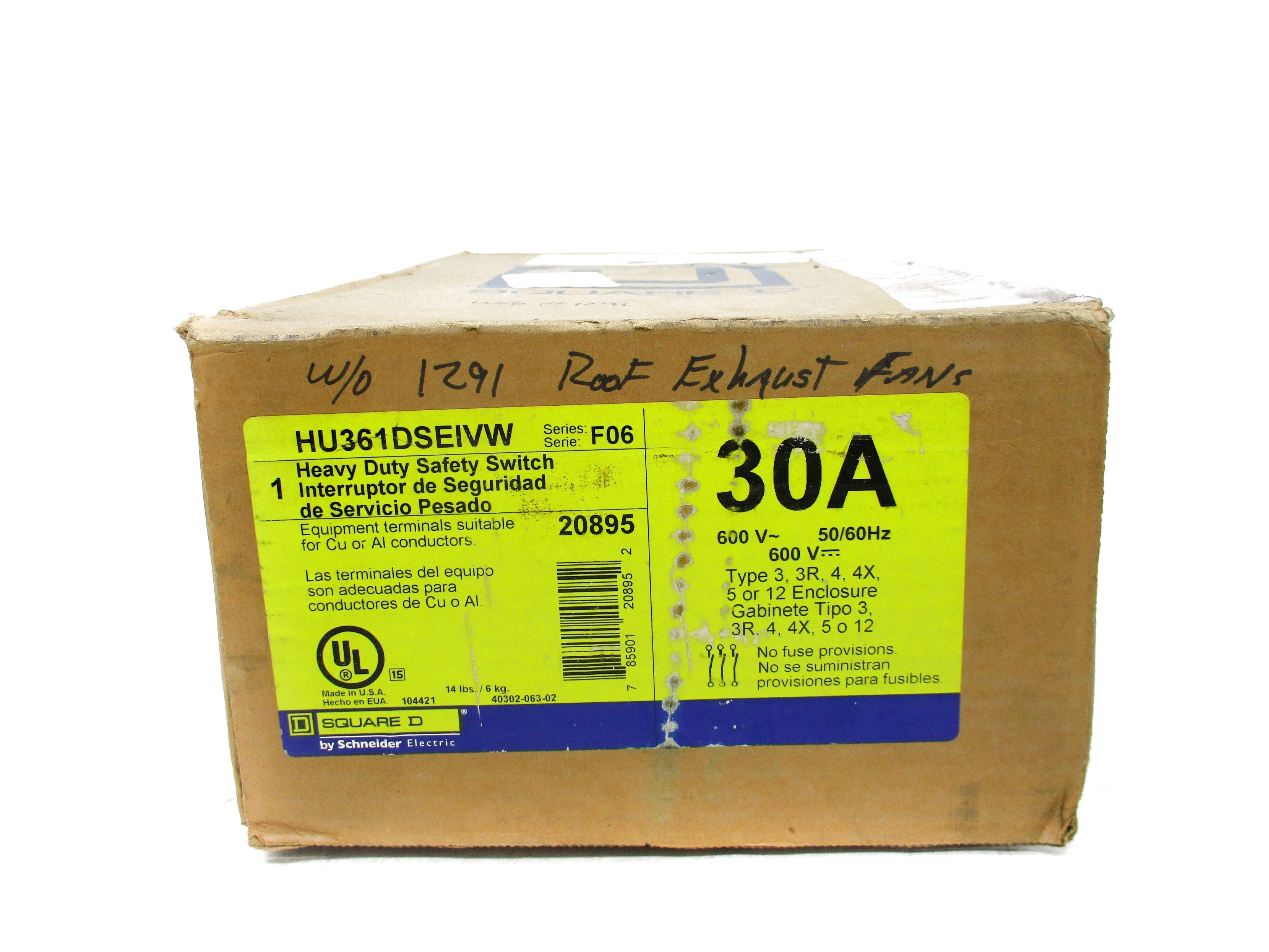 SQUARE D HU361DSEIVW SER. F06 NSMP