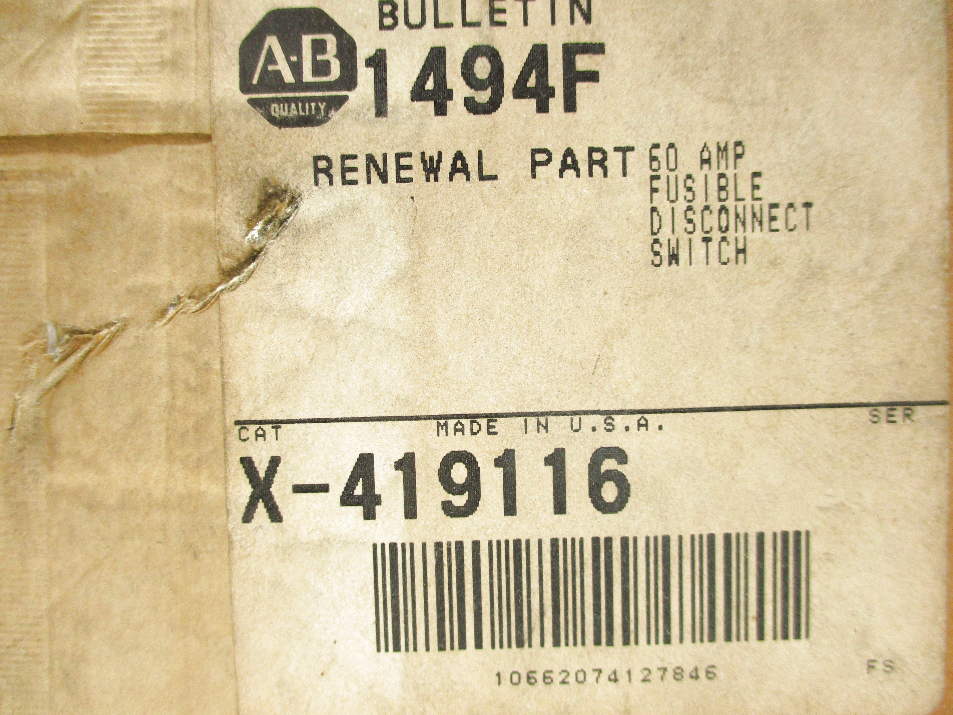 INDUSTRIAL SPARE PART X-419116 (BR/WH) NSFS