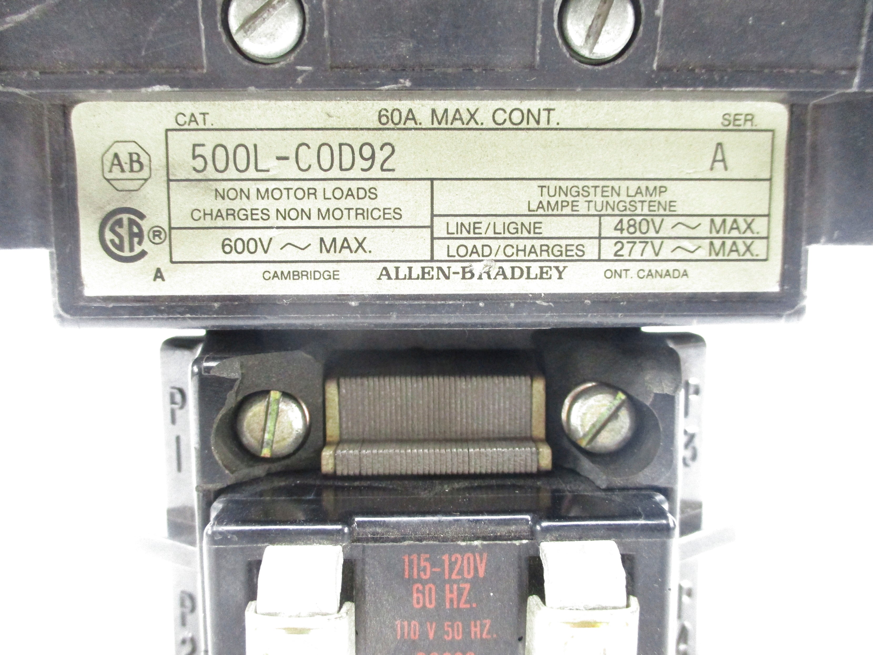 INDUSTRIAL SPARE PART 500L-COD92 SER. A 120V (AS PICTURED) NSNP