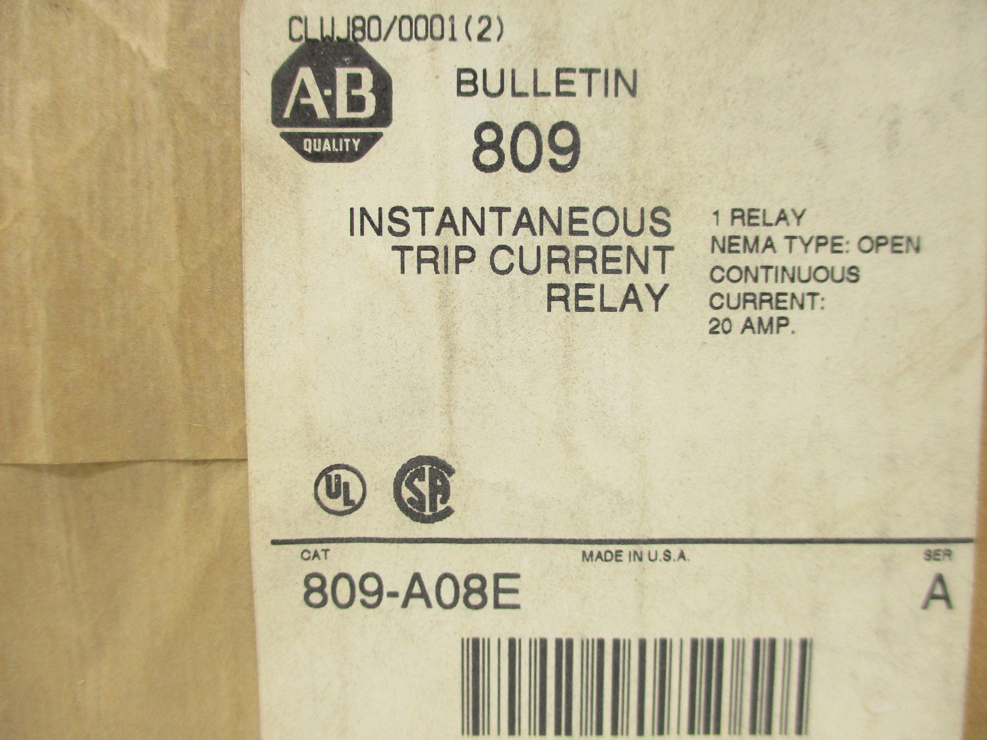 INDUSTRIAL SPARE PART 809-A08E SER. A 20A (BR/WH) NSFS