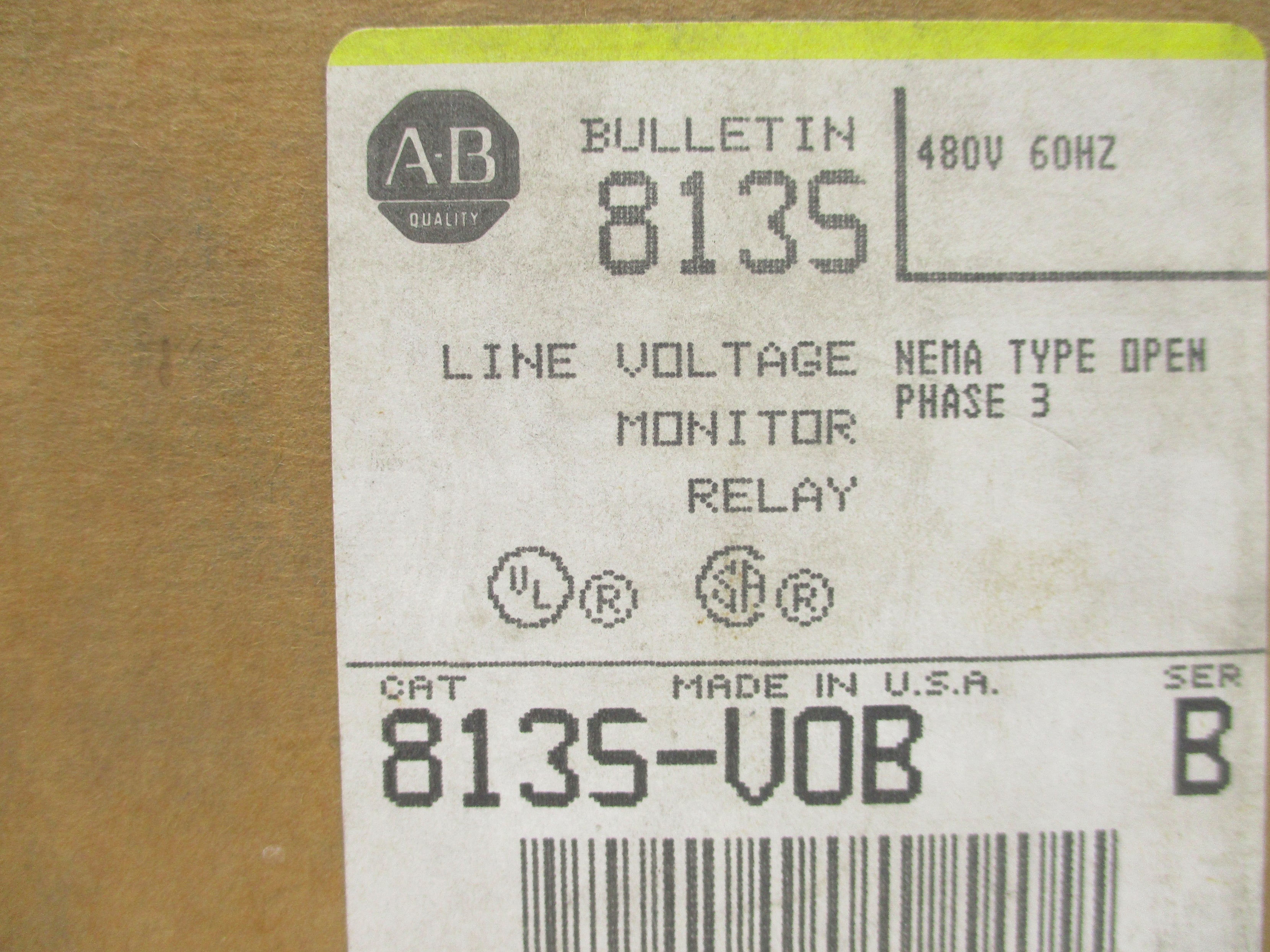 INDUSTRIAL SPARE PART 813S-VOB SER. B 480V (BR/YL) NSFS
