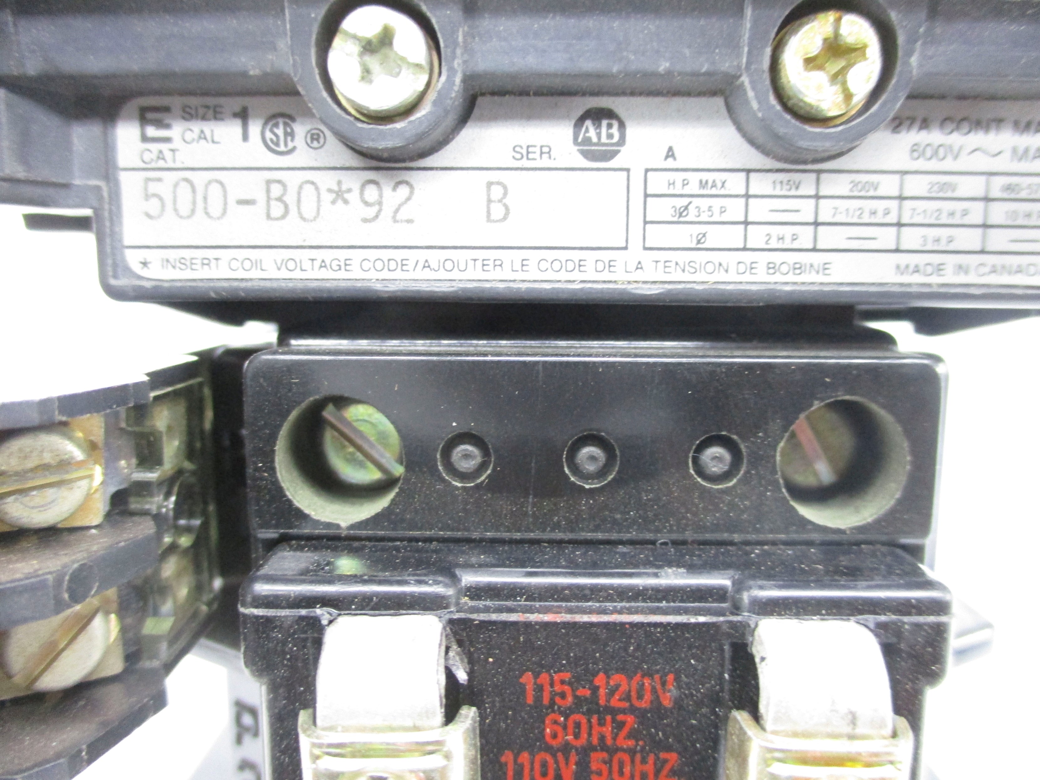 INDUSTRIAL SPARE PART 500-BOD92 SER. B 120V 27A NSNP