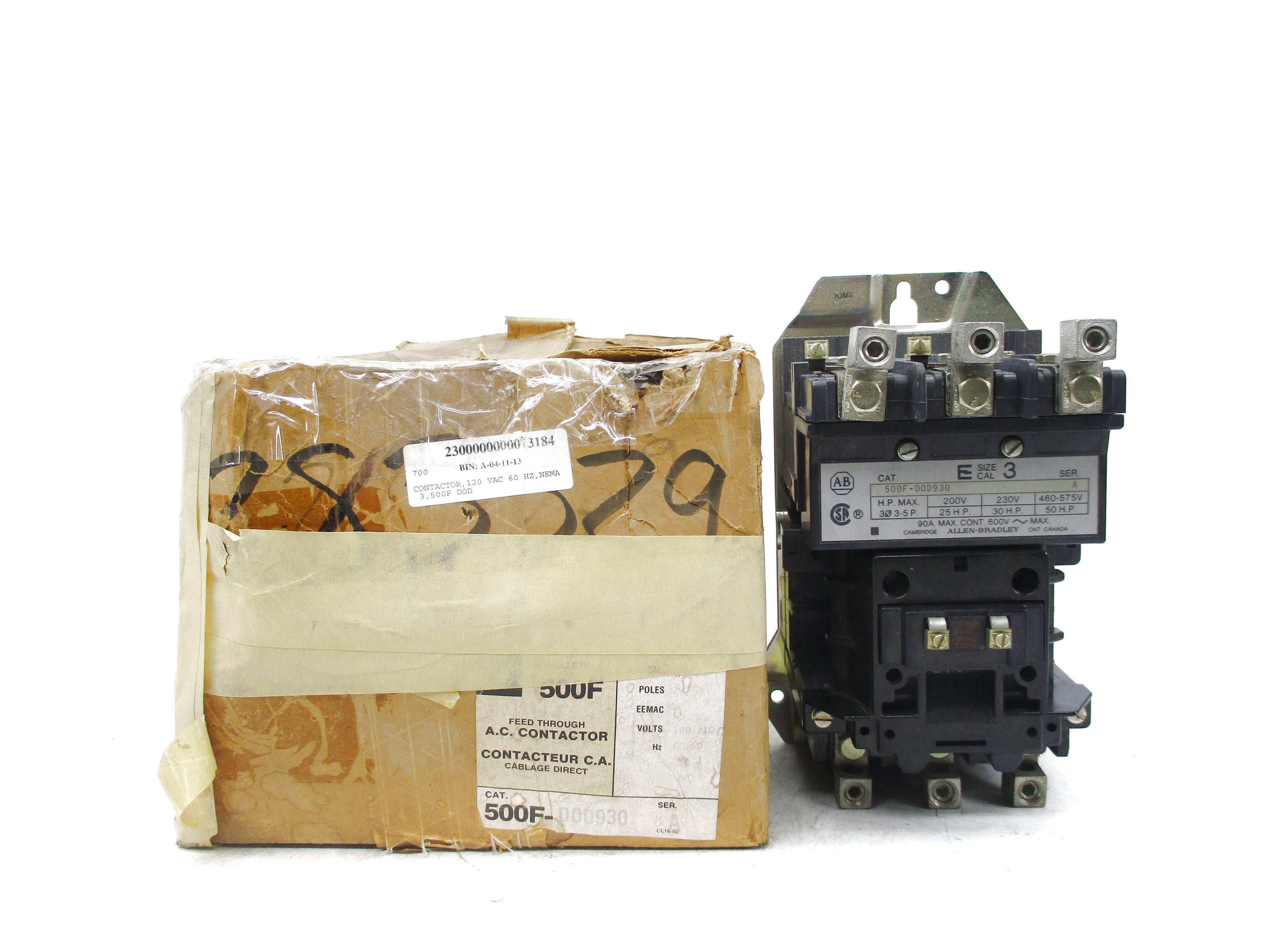 ALLEN BRADLEY 500F-DOD930 SER. A 120V (BR/YL) NSMP