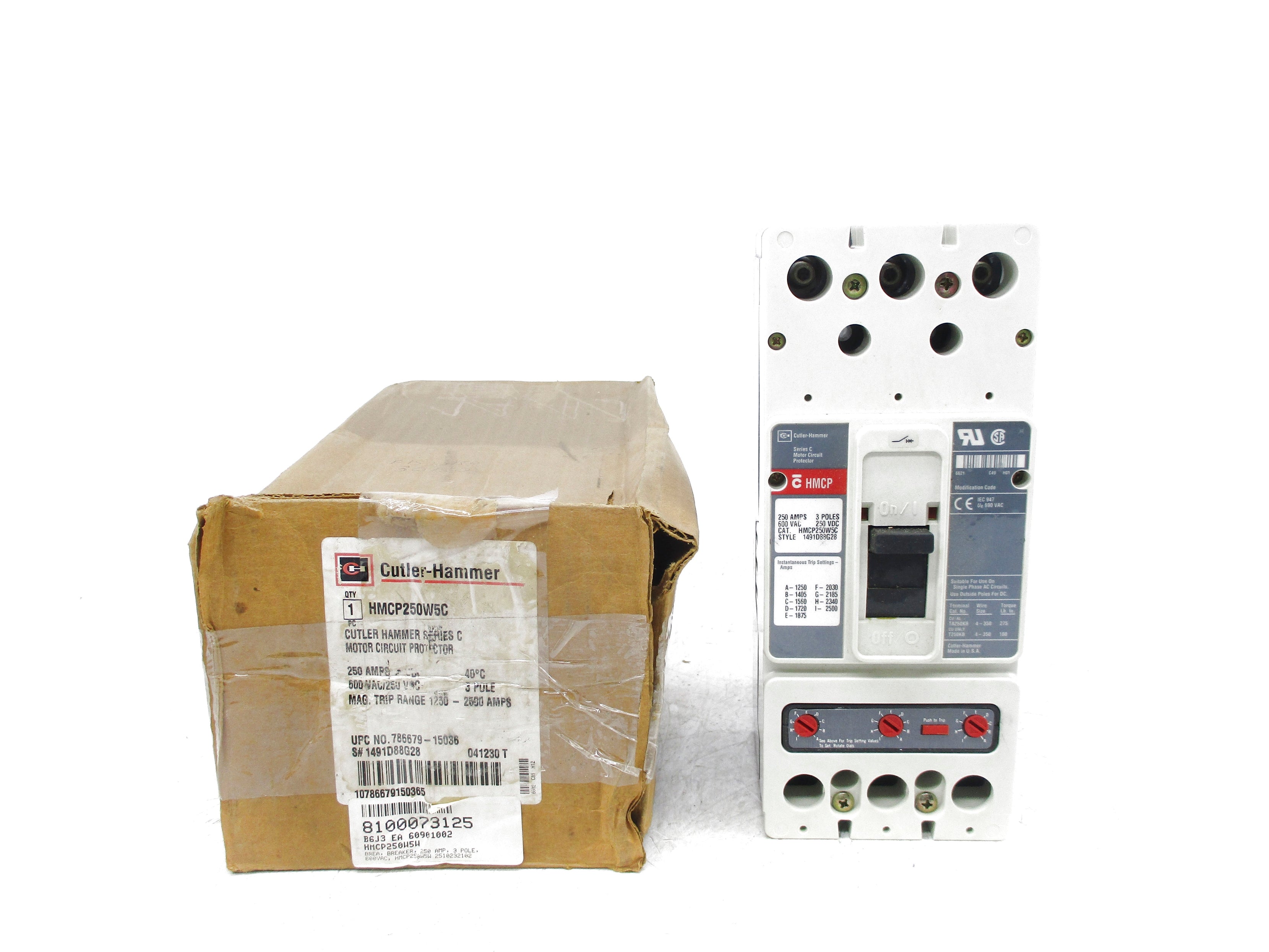 CUTLER HAMMER HMCP250W5C SER. C 250A 250VDC NSMP