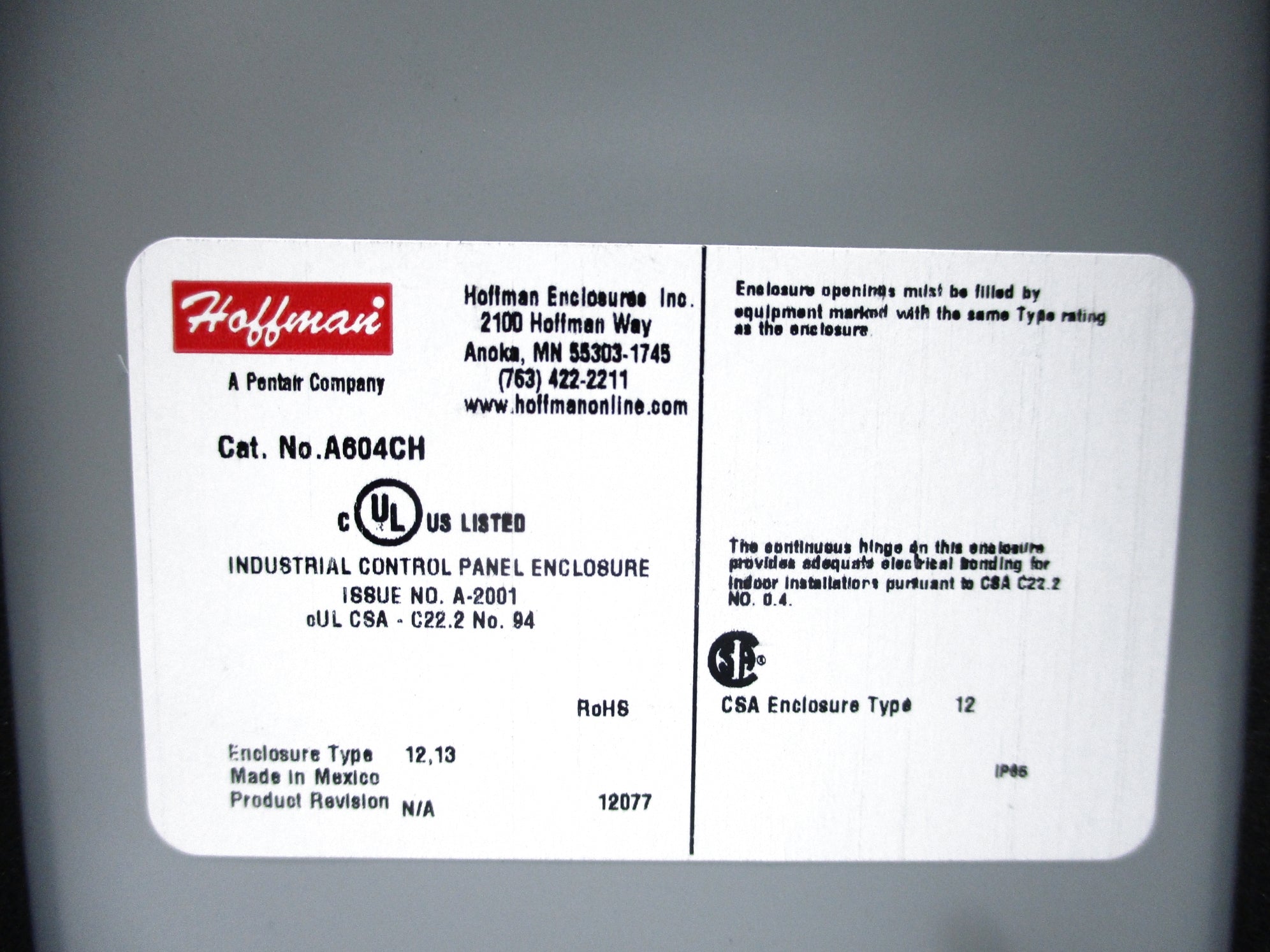 HOFFMAN A604CH NSNP