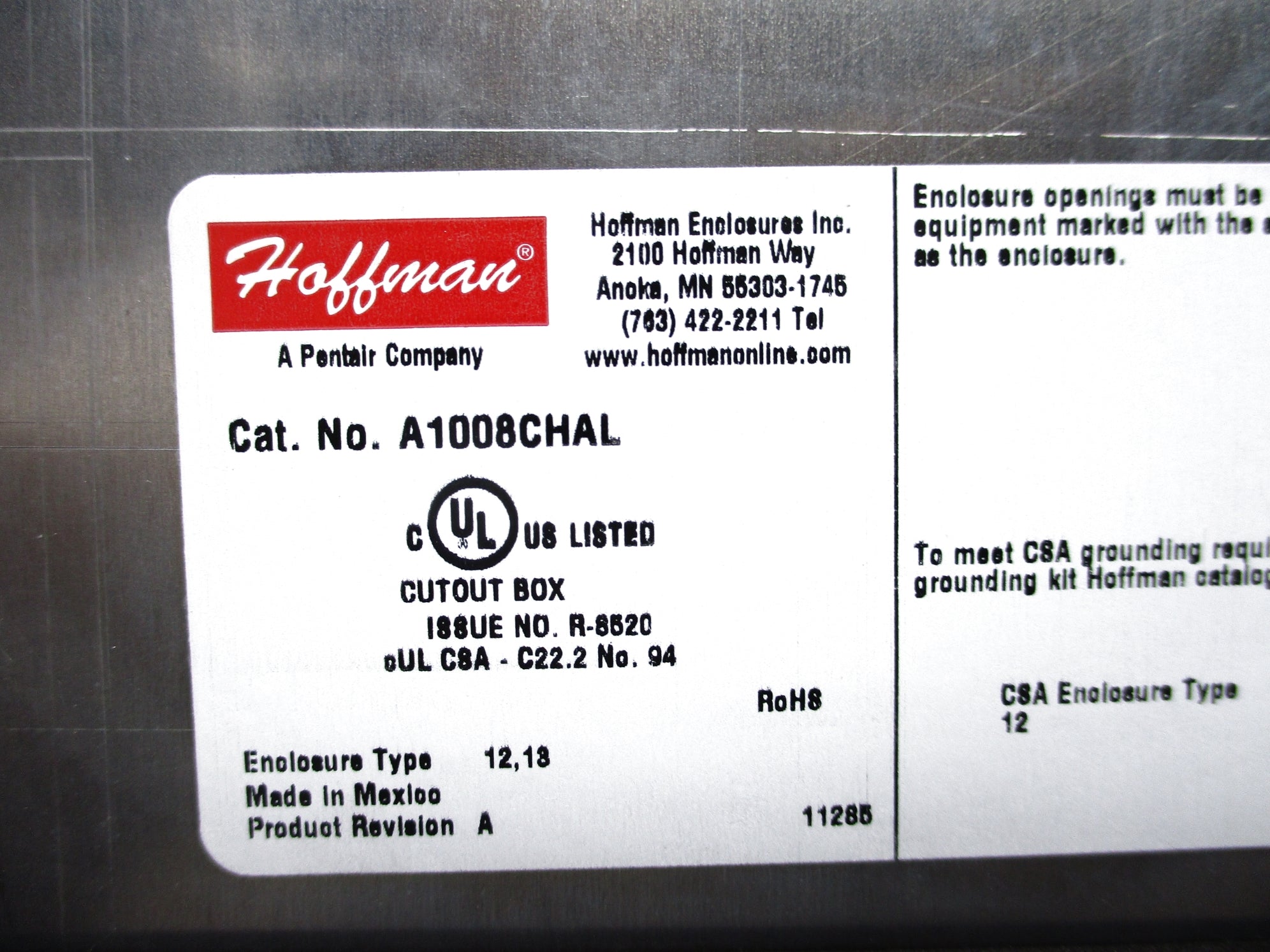 HOFFMAN A1008CHAL NSNP