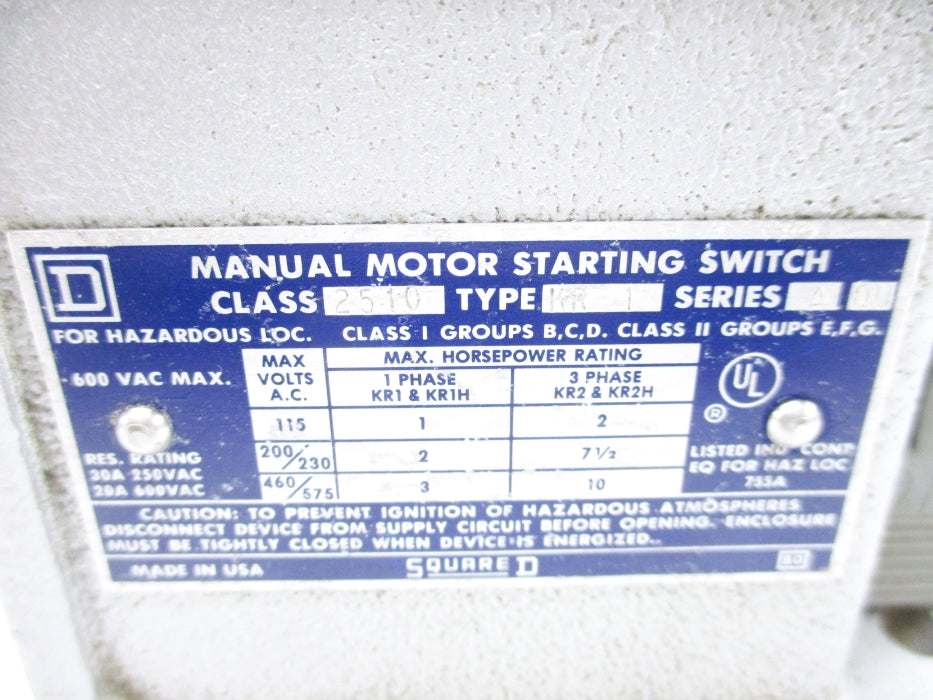 SQUARE D 2510KR1 SER. A NSNP