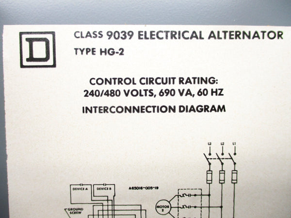 SQUARE D 9039HG2 240/480V NSNP