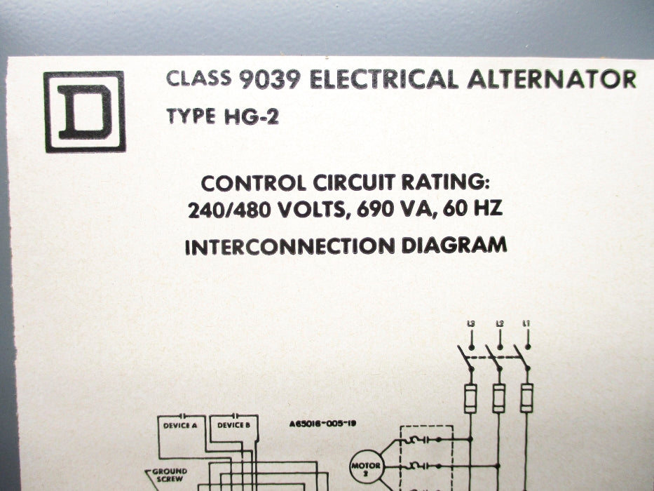 SQUARE D 9039HG2 240/480V NSNP