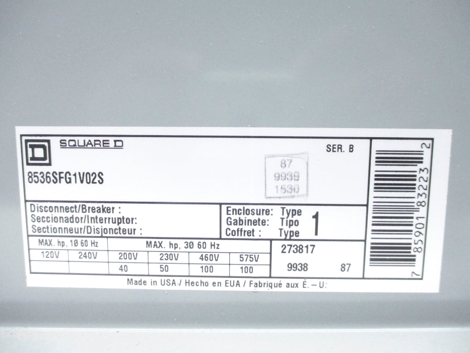 SQUARE D 8536SFG1V02S SER. B NSNP