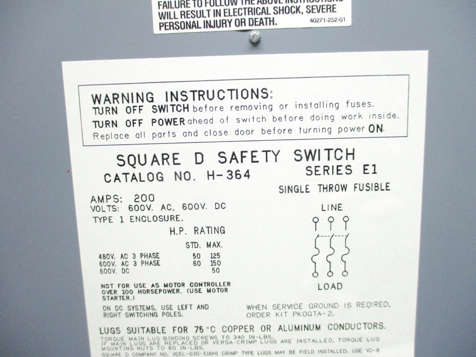 SQUARE D H364 SER. E1 NSNP
