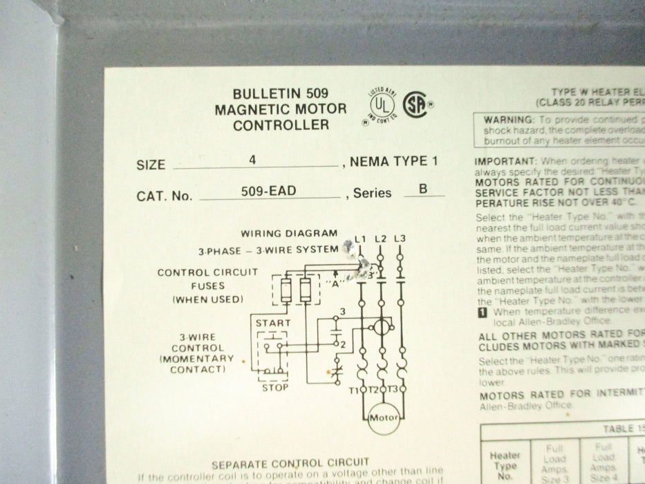 INDUSTRIAL SPARE PART 509-EAD SER. B NSNP