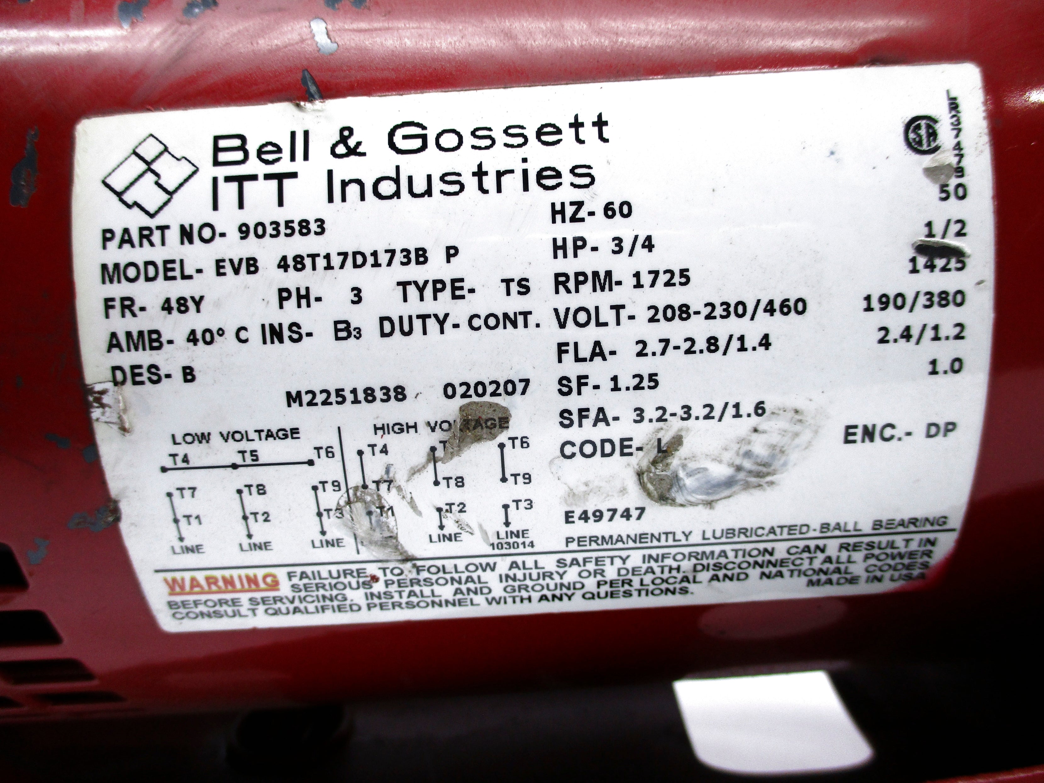 BELL & GOSSETT 48T17D173BP NSNP