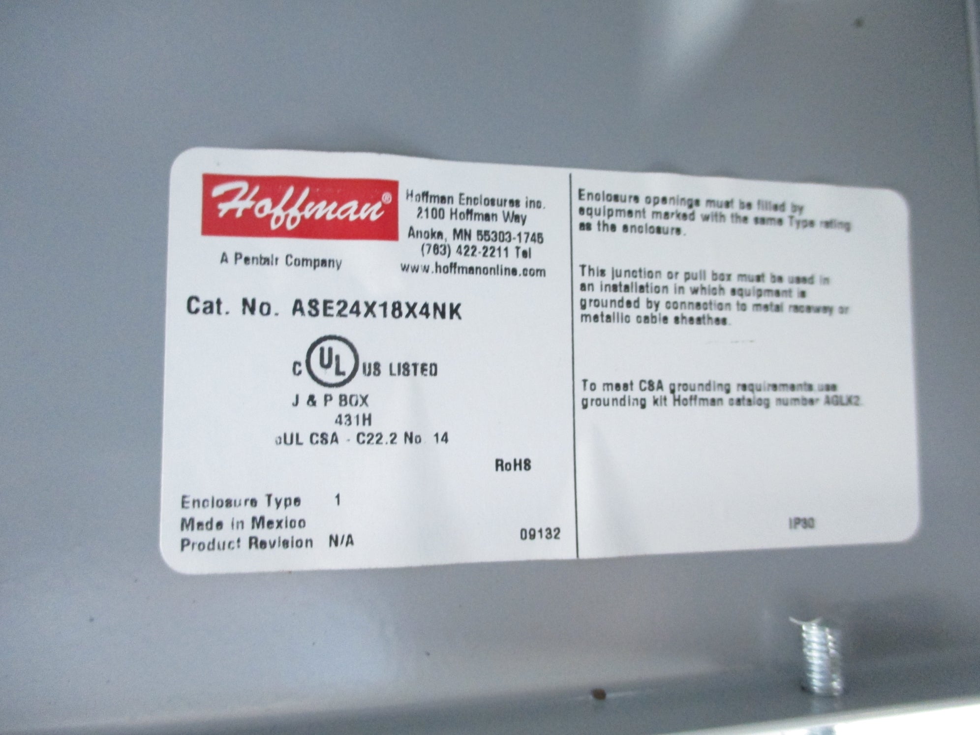 HOFFMAN ASE24X18X4NK NSNP
