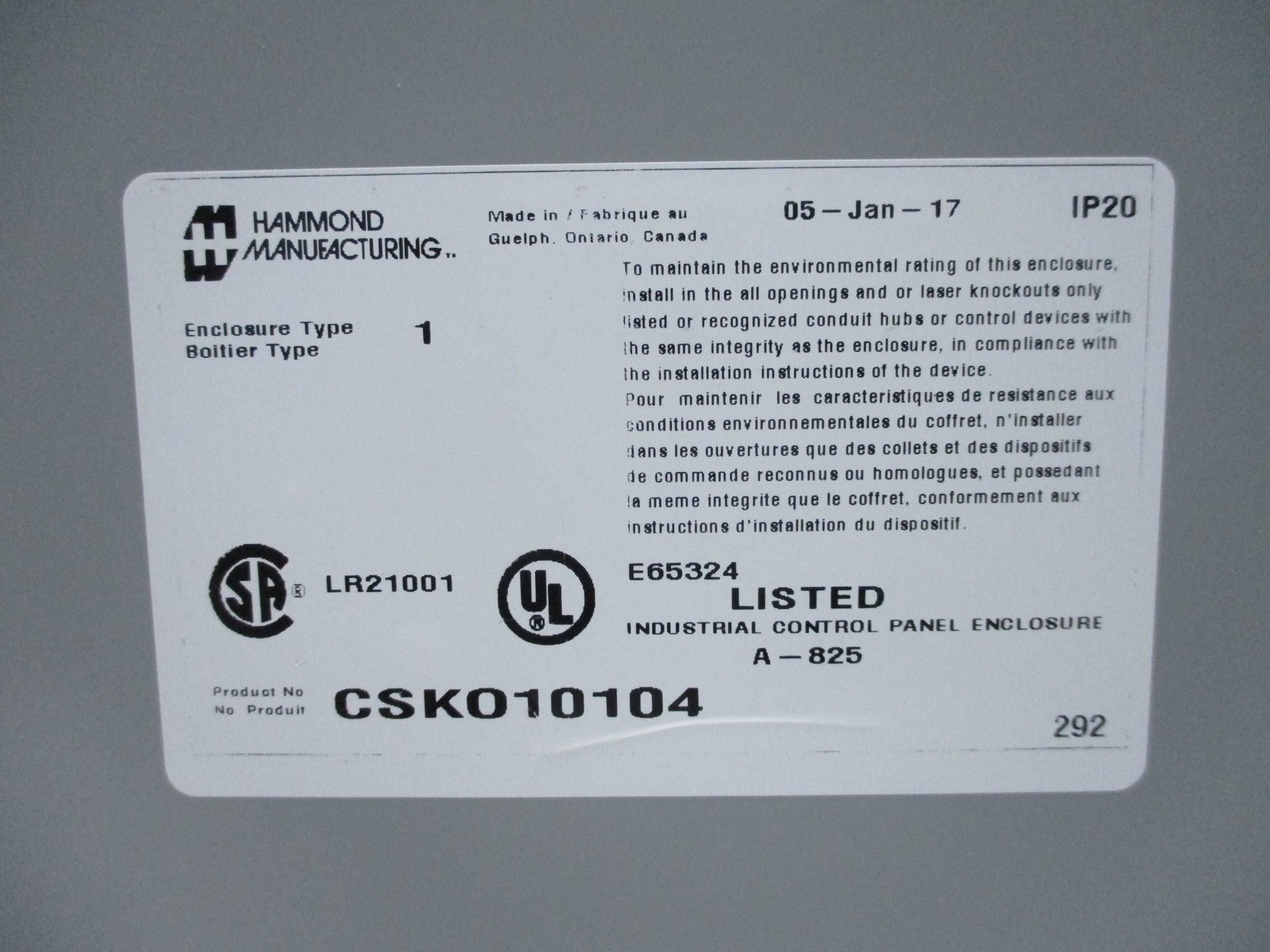 HAMMOND CSK010104 NSNP