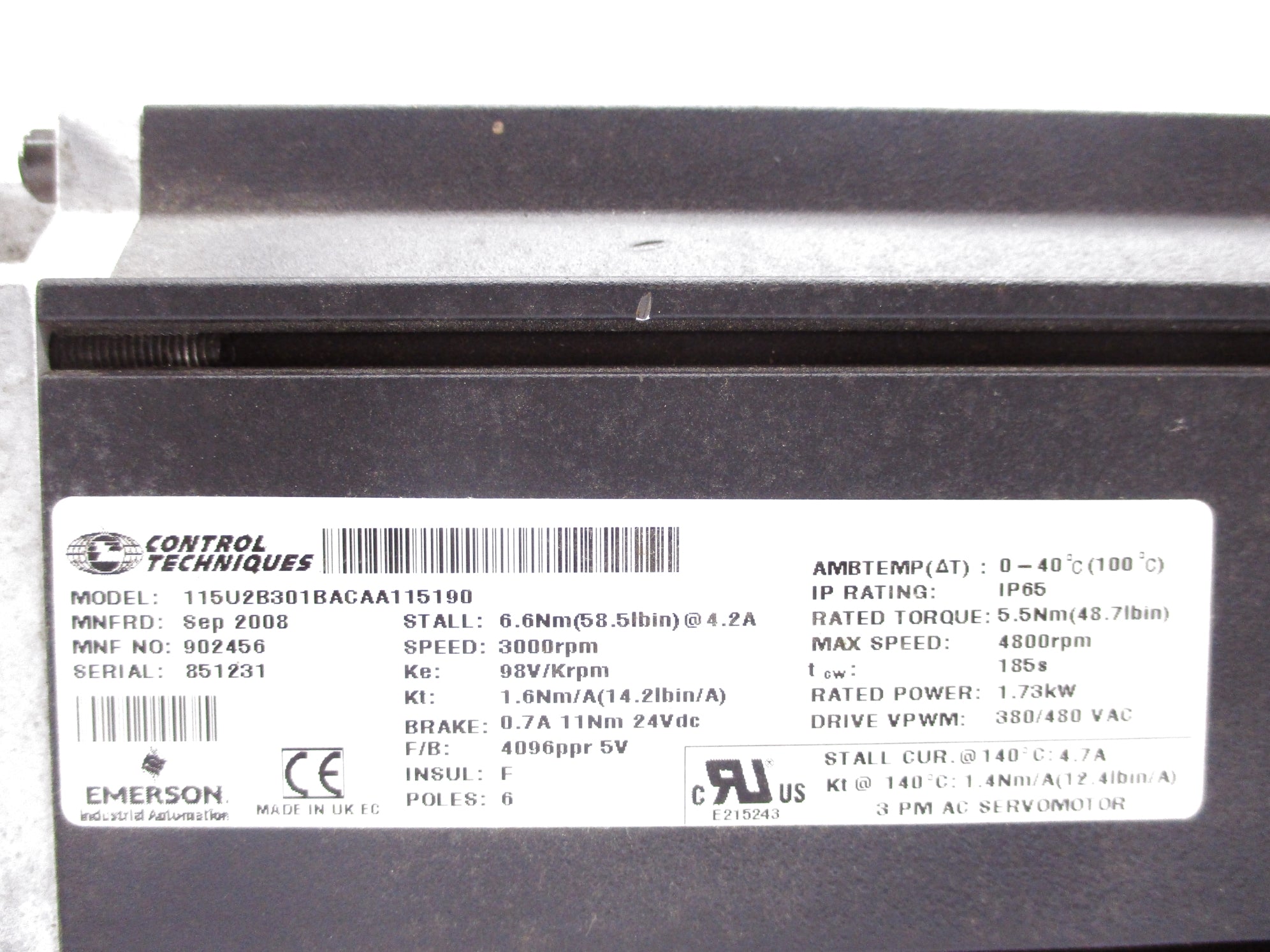 CONTROL TECHNIQUES 115U2B301BACAA115190 NSNP