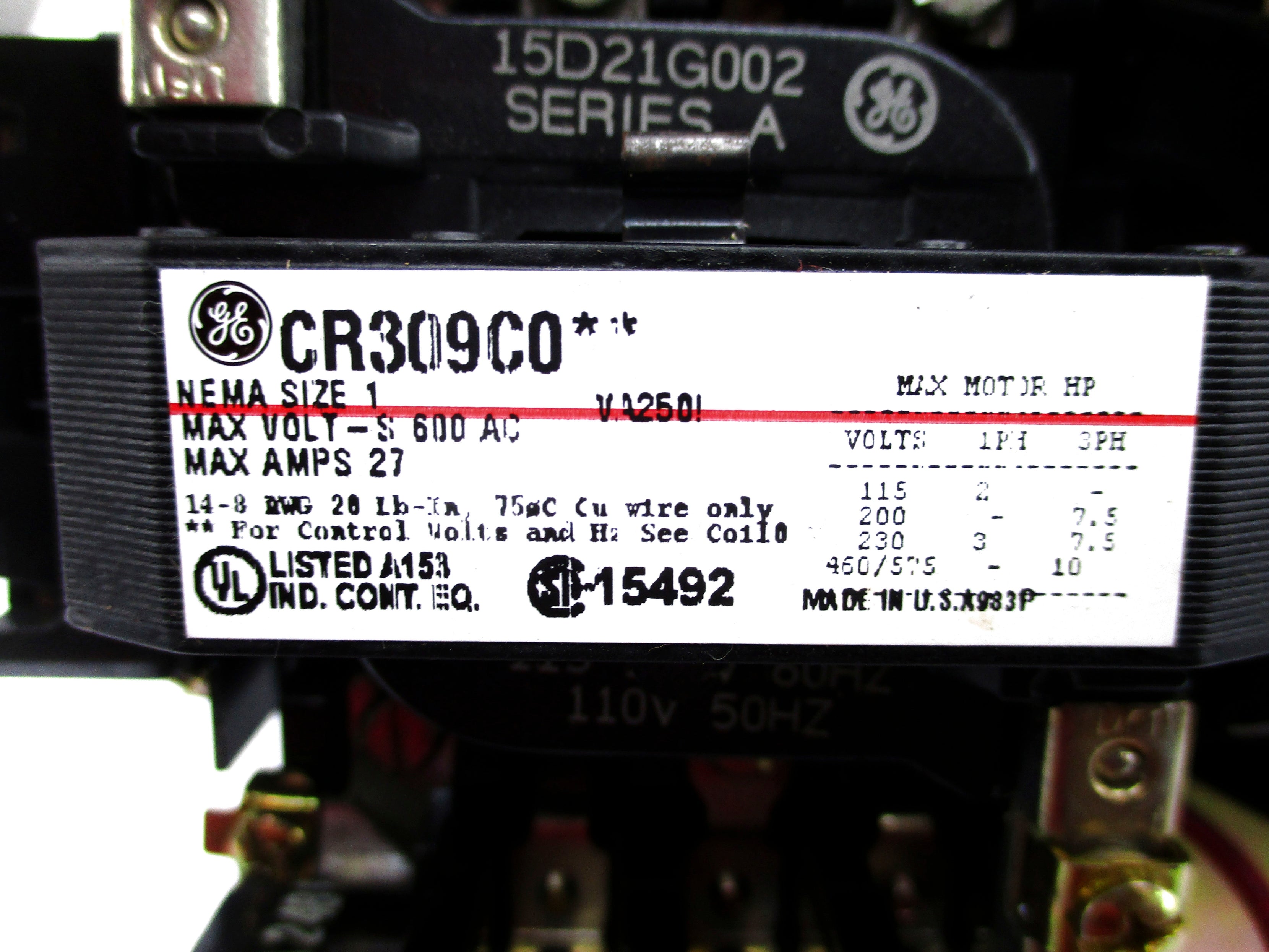 GENERAL ELECTRIC CR309C002 120v coil NSNP