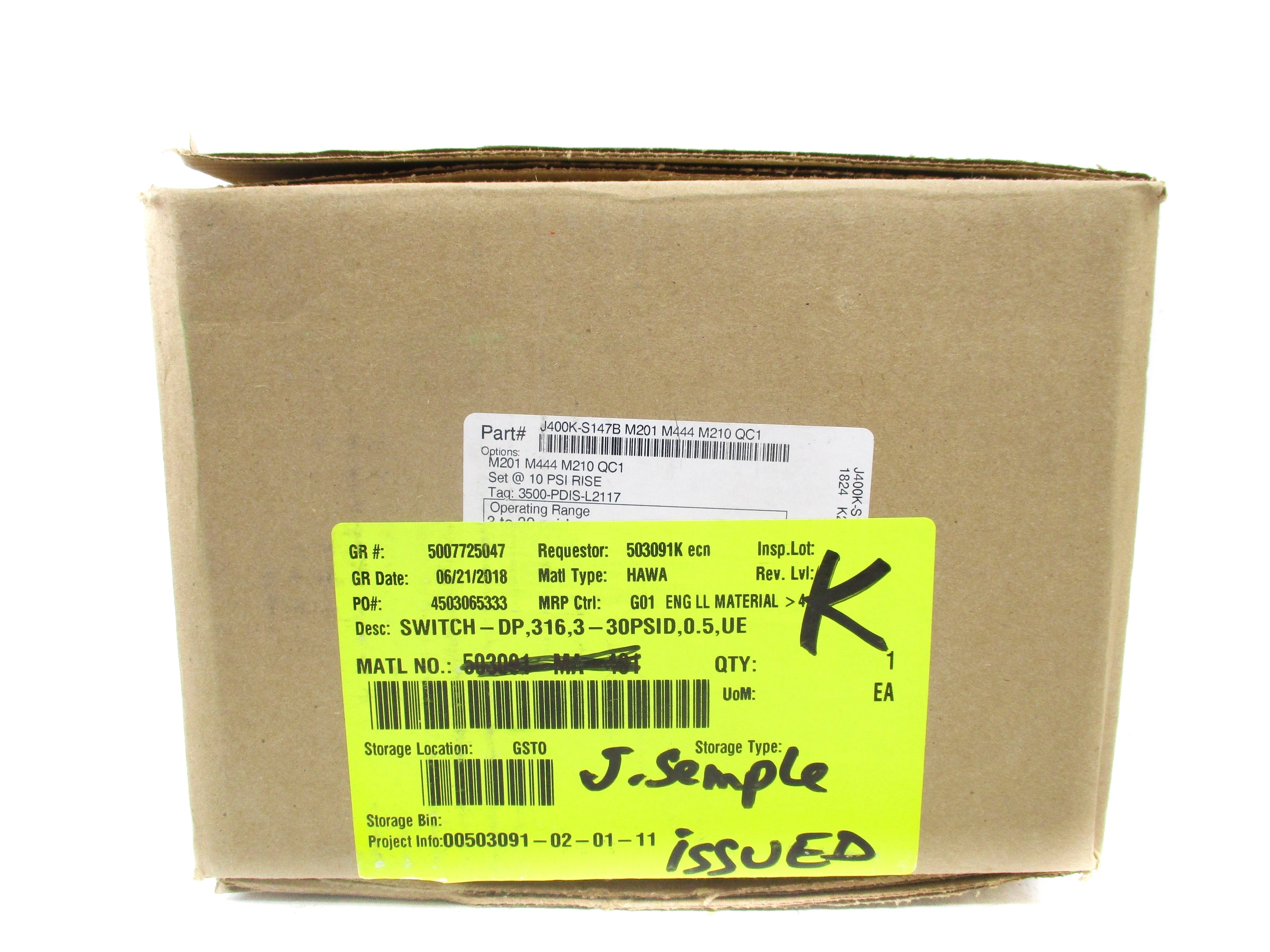 UNITED ELECTRIC J400K-S147B NSMP