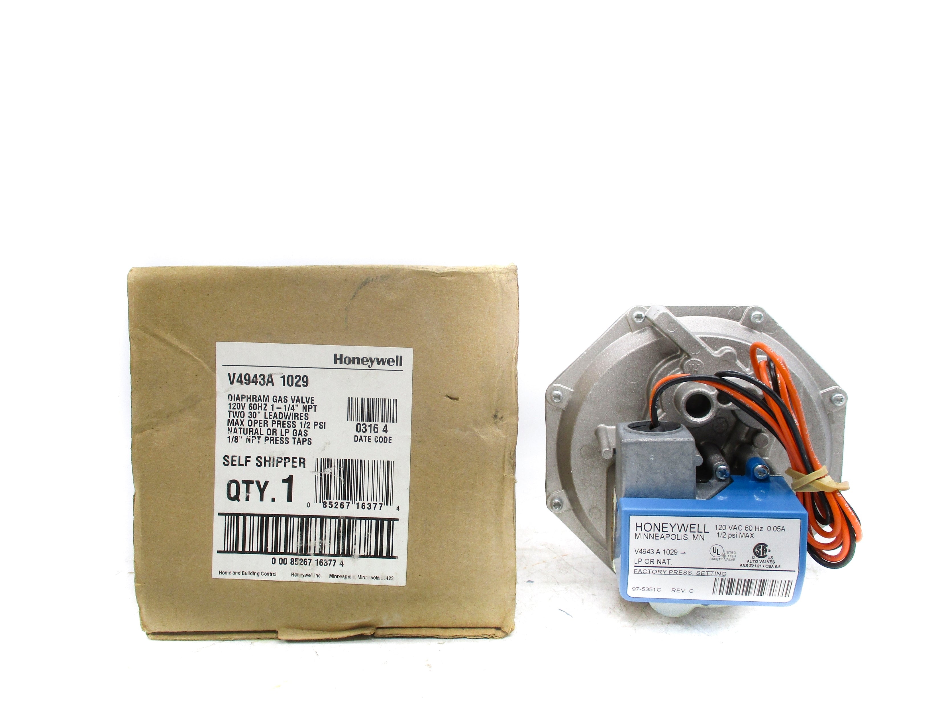 HONEYWELL V4943A1029 1/2PSI 120V NSMP