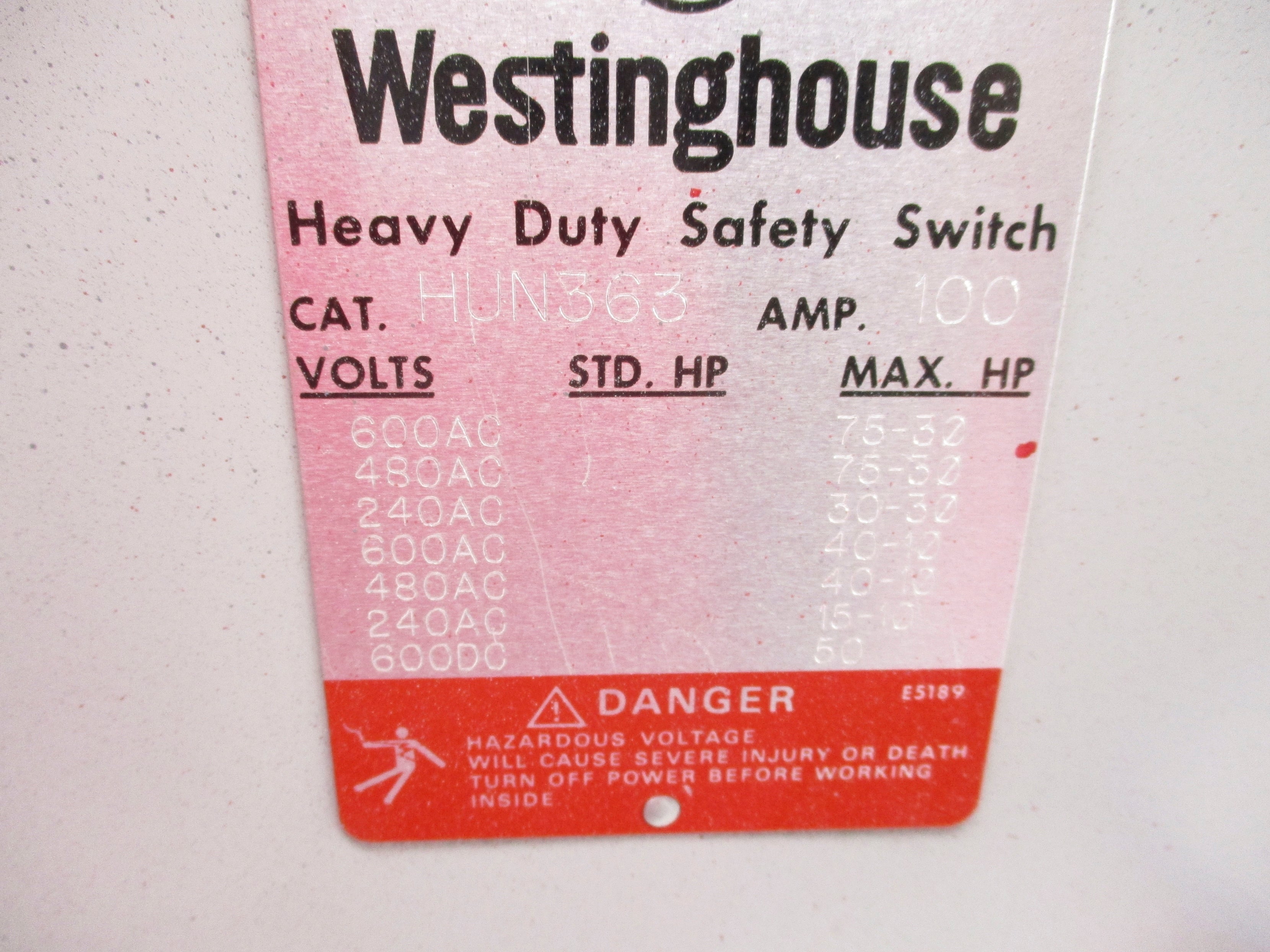 WESTINGHOUSE HUN363 NSNP