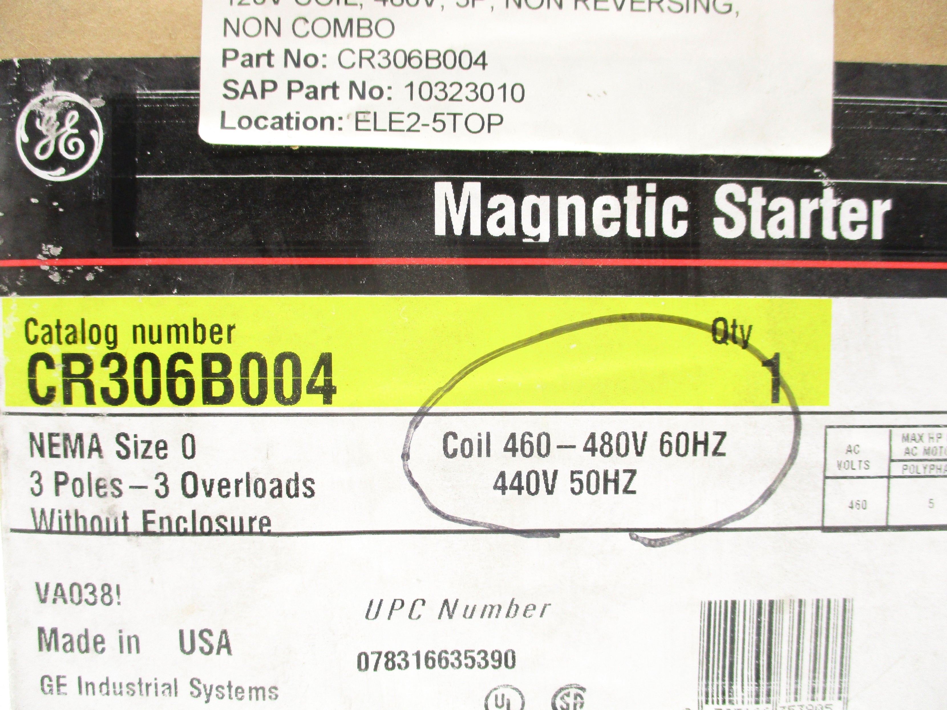 GENERAL ELECTRIC CR306B004 NSFS