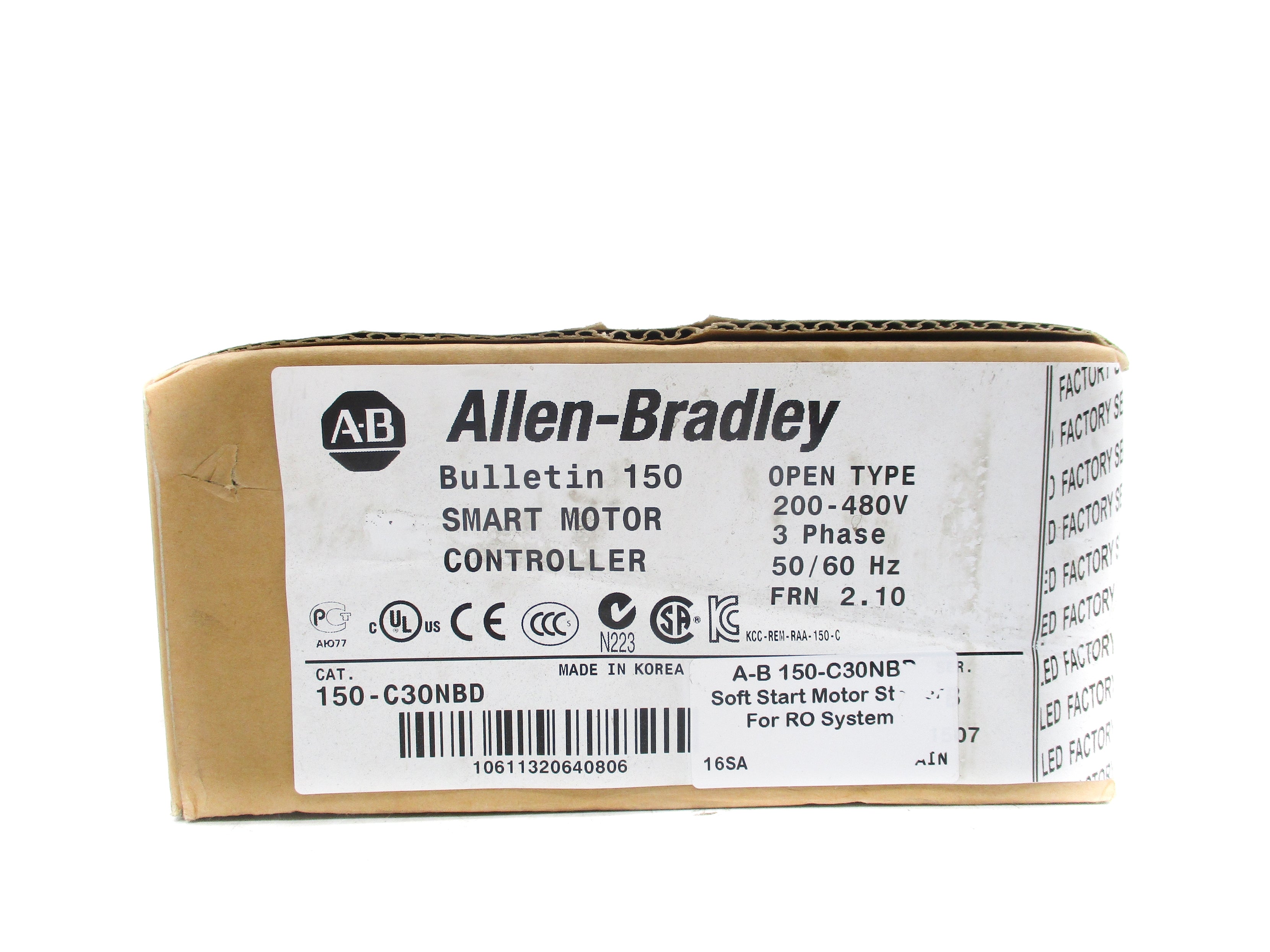 ALLEN BRADLEY 150-C30NBD SER. B F/W 2.10 (BR/WH) NSFS
