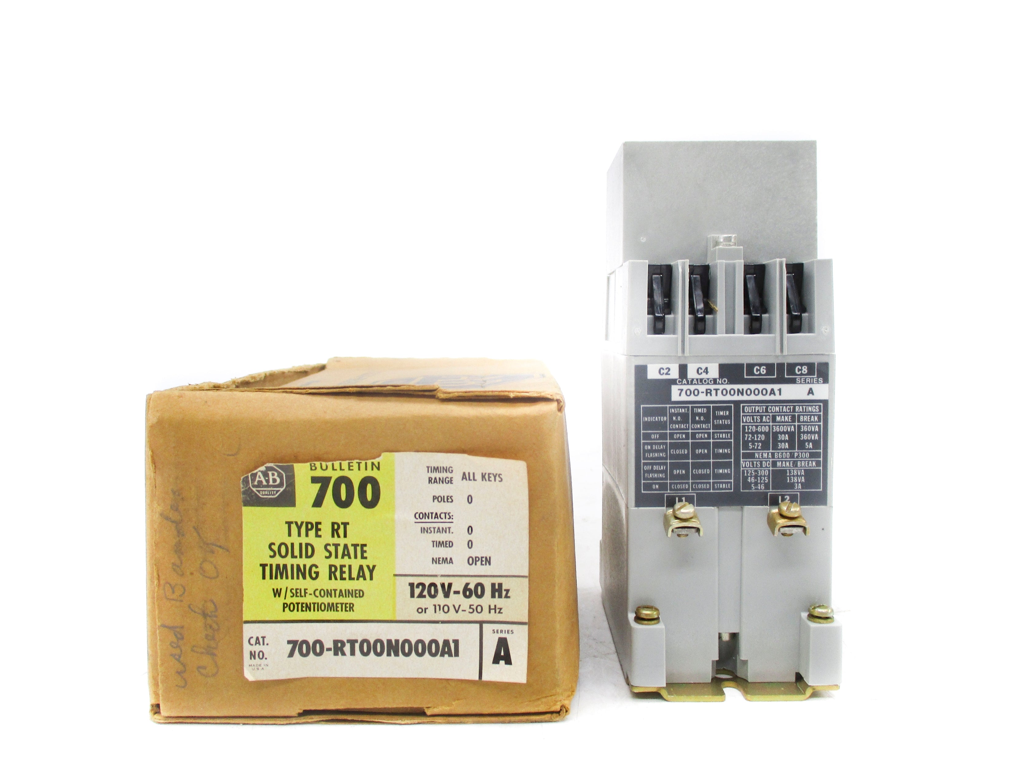 ALLEN BRADLEY 700-RT00N000A1 SER. A 110/120V (BR/YL) NSMP
