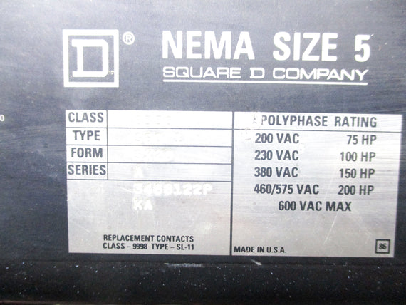 SQUARE D 8536SGO1SX20 SER. A UNMP