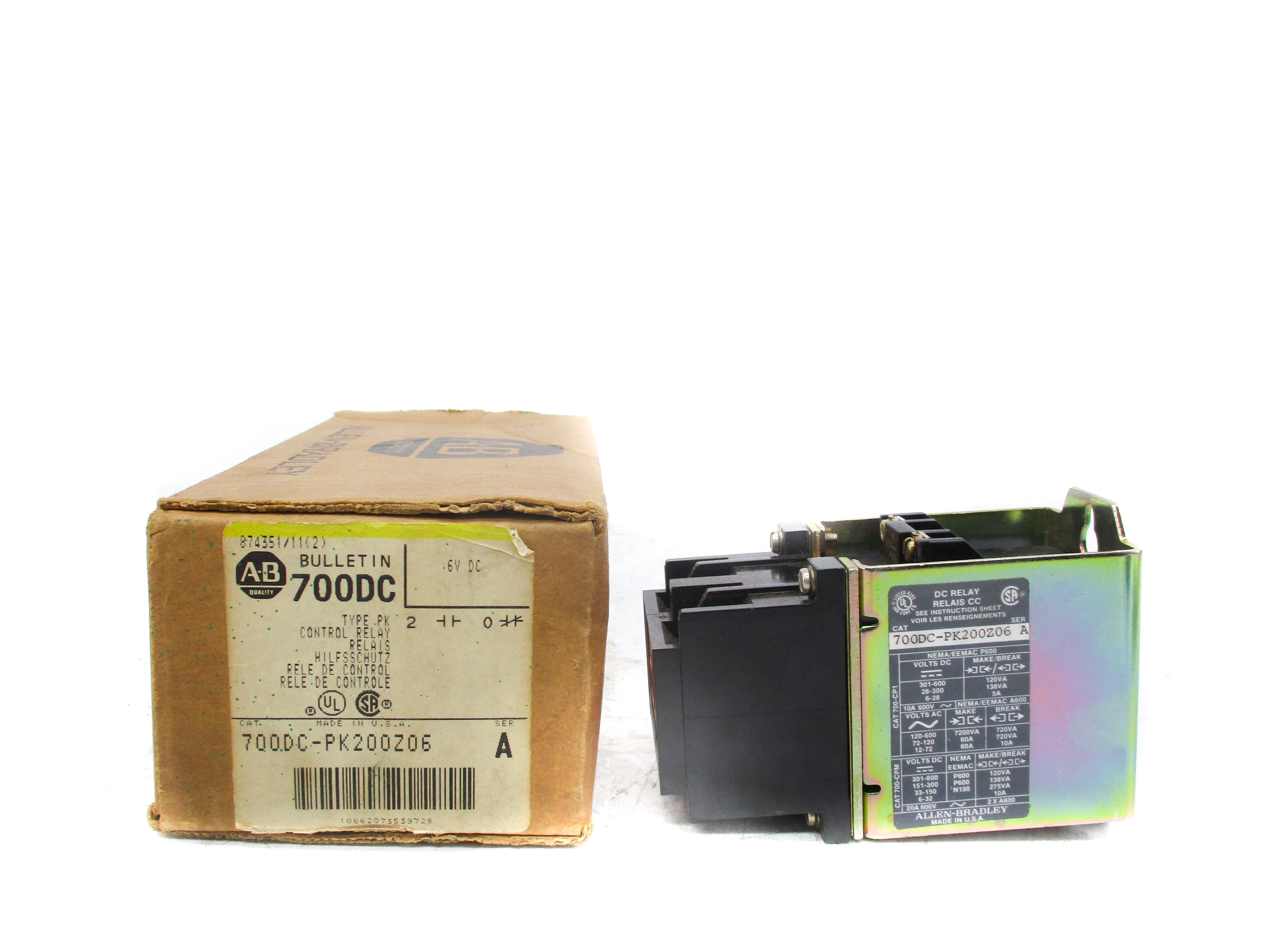ALLEN BRADLEY 700DC-PK200Z06 SER. A 6VDC (BR/YL) NSMP