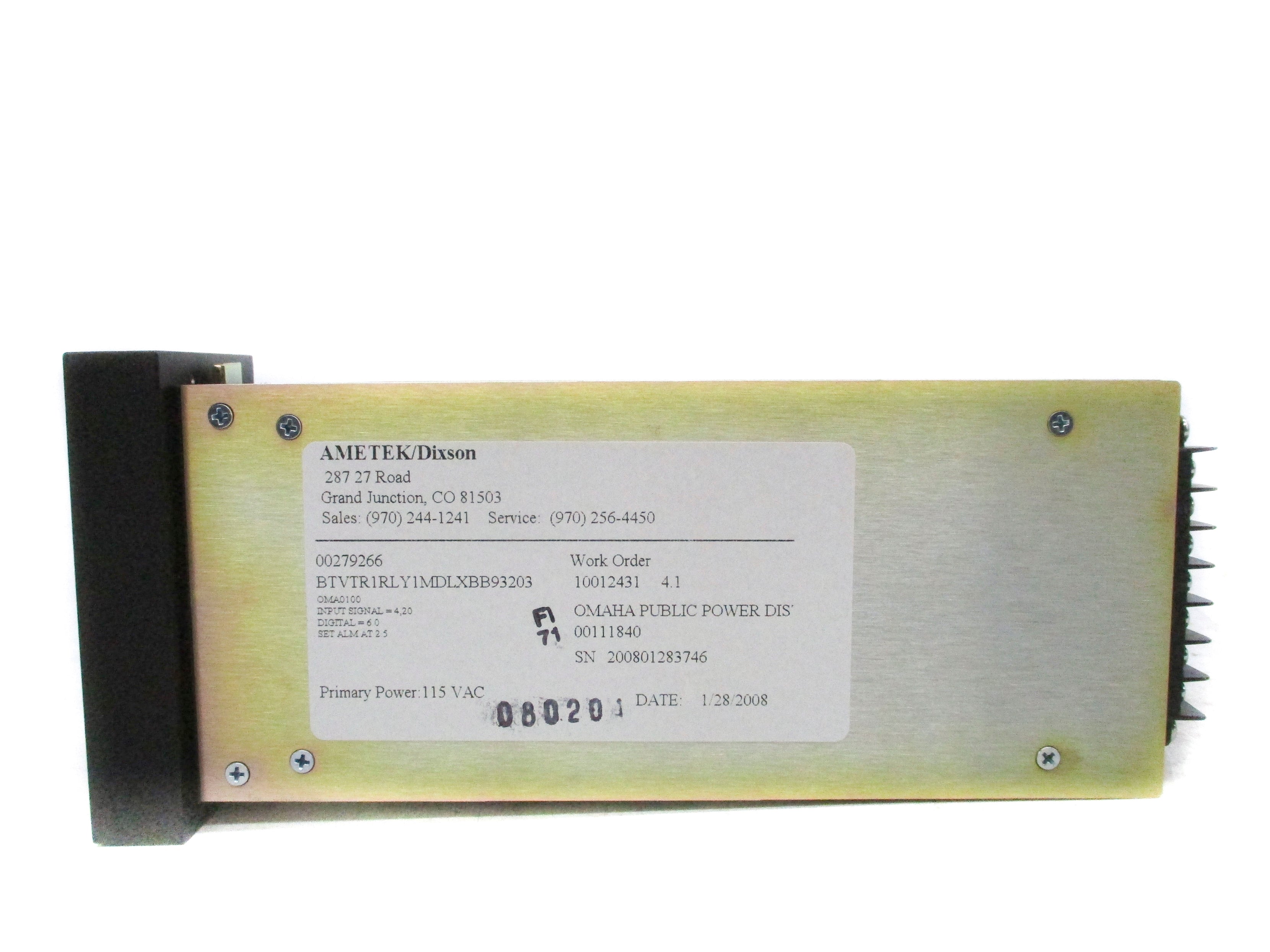 AMETEK BTVTR1RLY1MDLXBB93203 0-6 NSNP