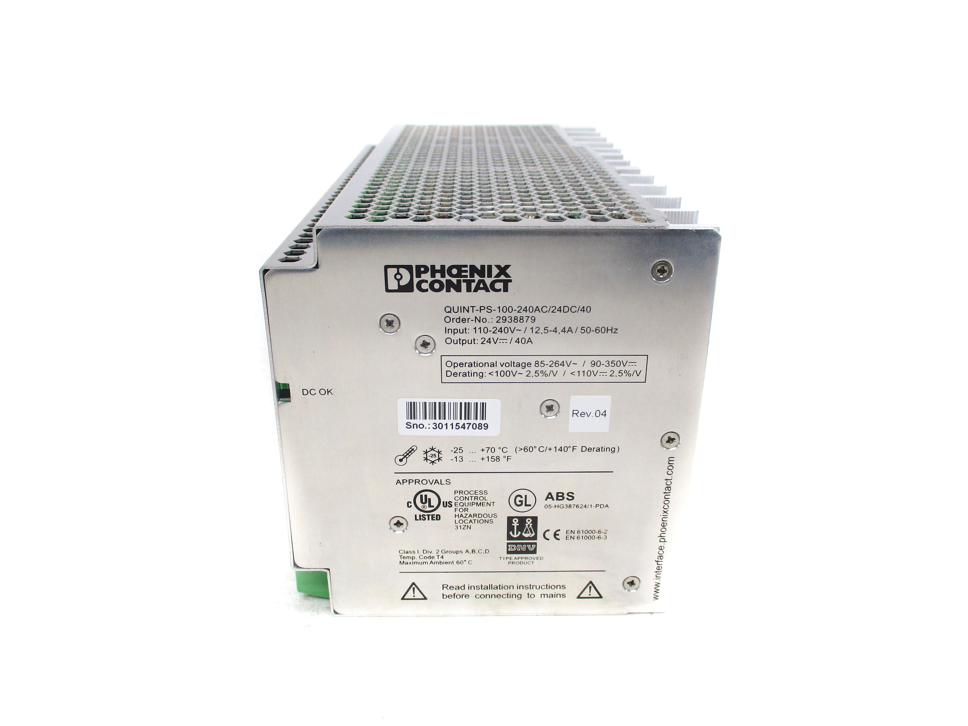 PHOENIX CONTACT QUINT-PS-100-240AC/24DC/40 NSNP