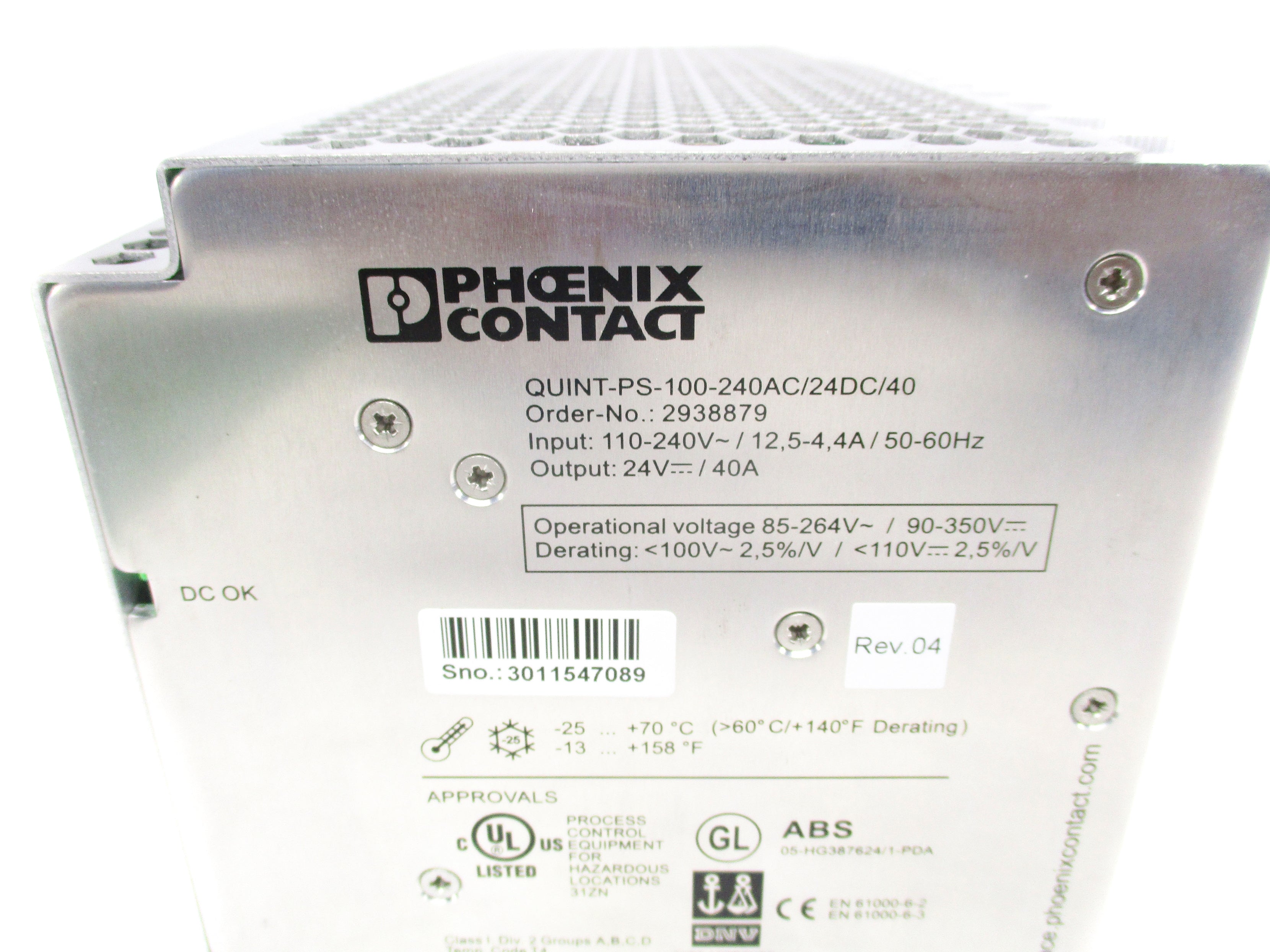 PHOENIX CONTACT QUINT-PS-100-240AC/24DC/40 NSNP