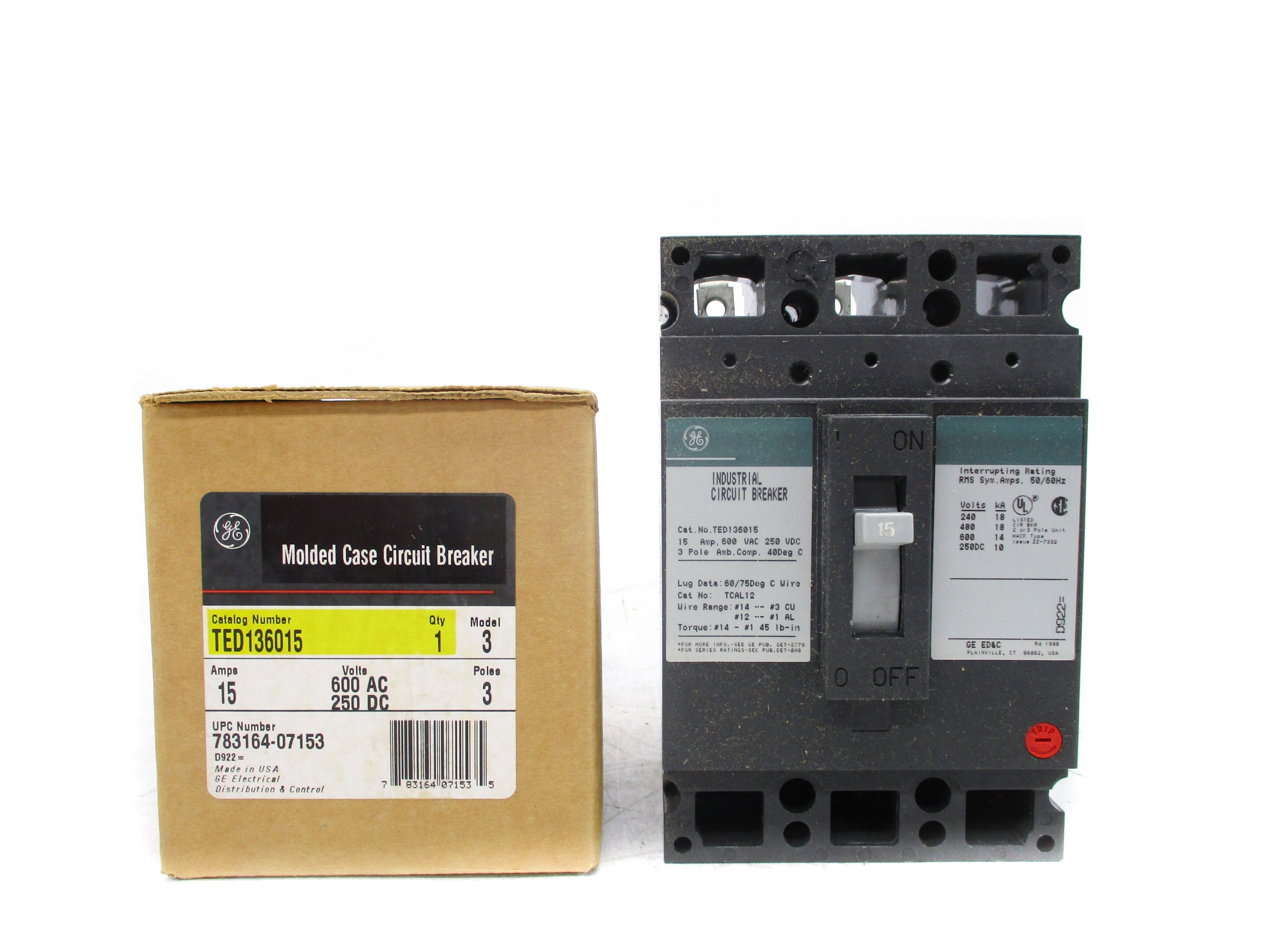 GENERAL ELECTRIC TED136015 15A 600VAC (GREEN) NSMP