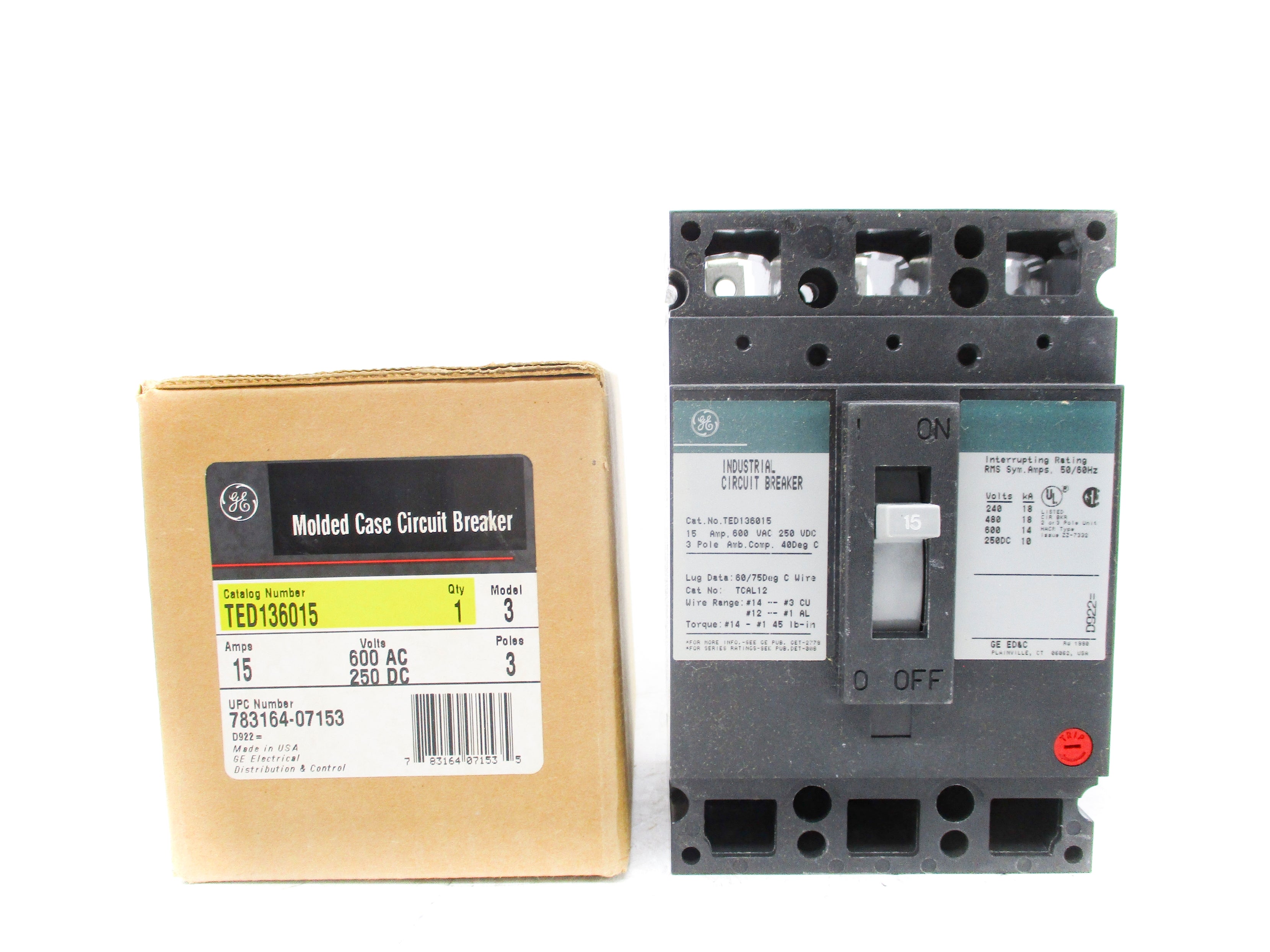 GENERAL ELECTRIC TED136015 15A 600VAC (AS PICTURED) NSMP