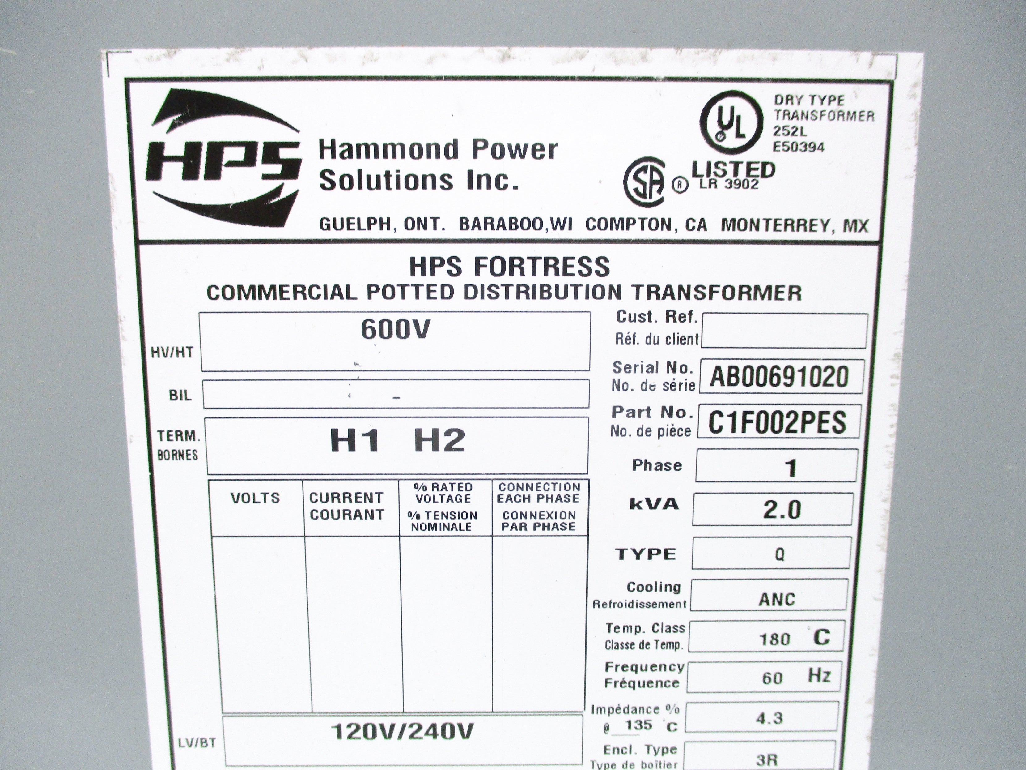 HAMMOND C1F002PES NSNP