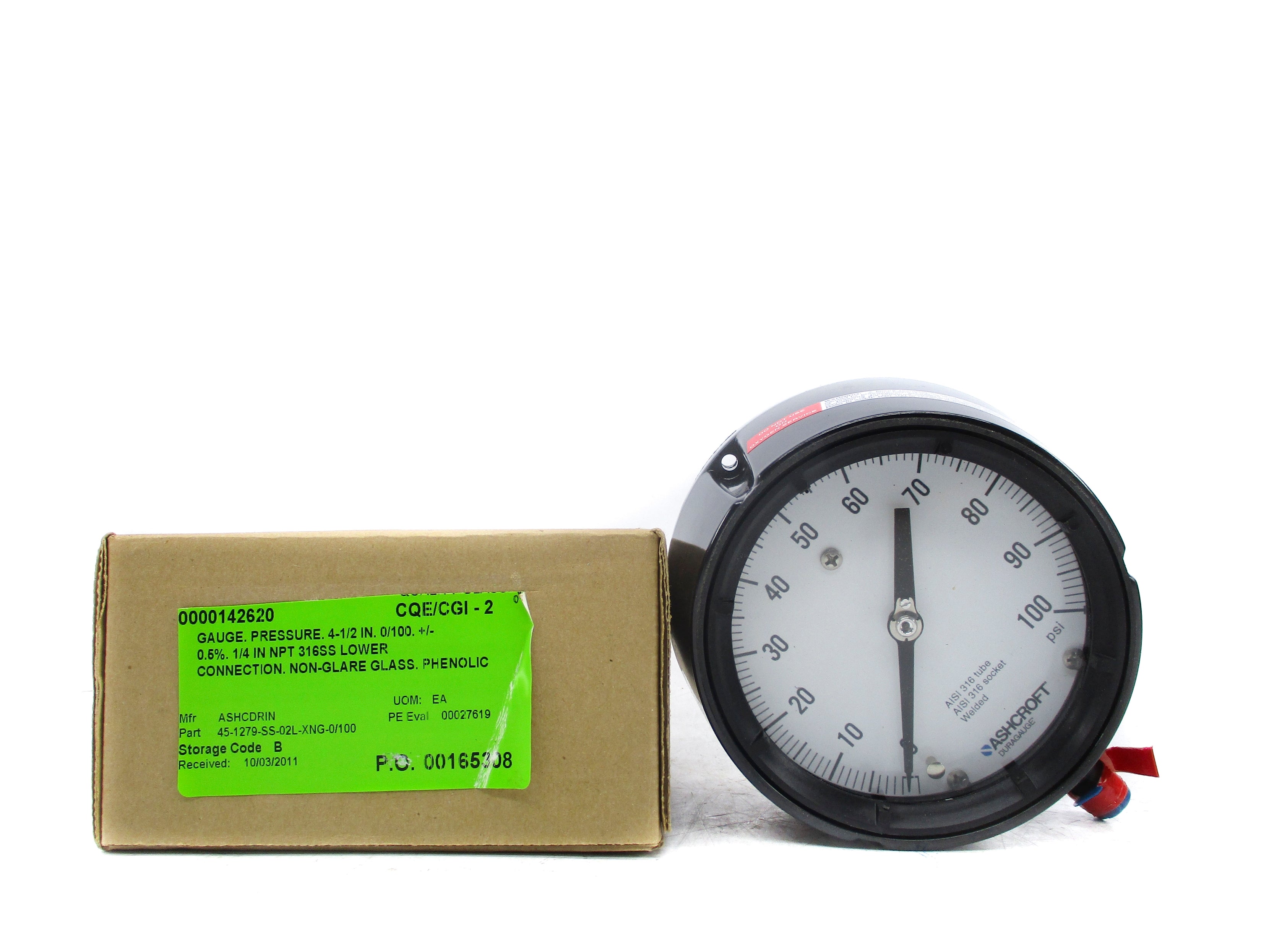 ASCROFT 45-1279-SS-02L-XNG 0-100PSI NSMP