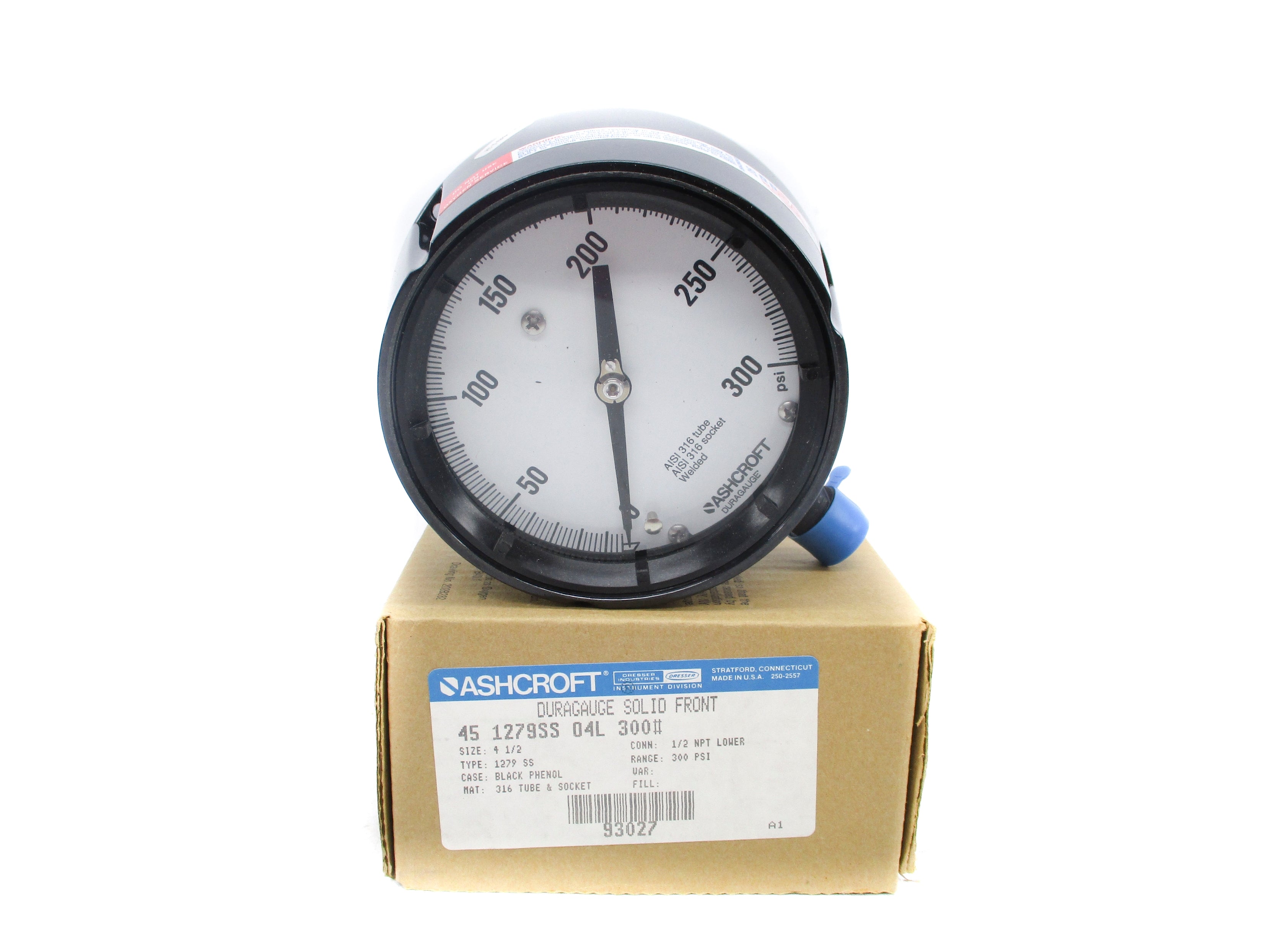 ASHCROFT 451279SS04L300# 0-300PSI 4-1/2" NSMP