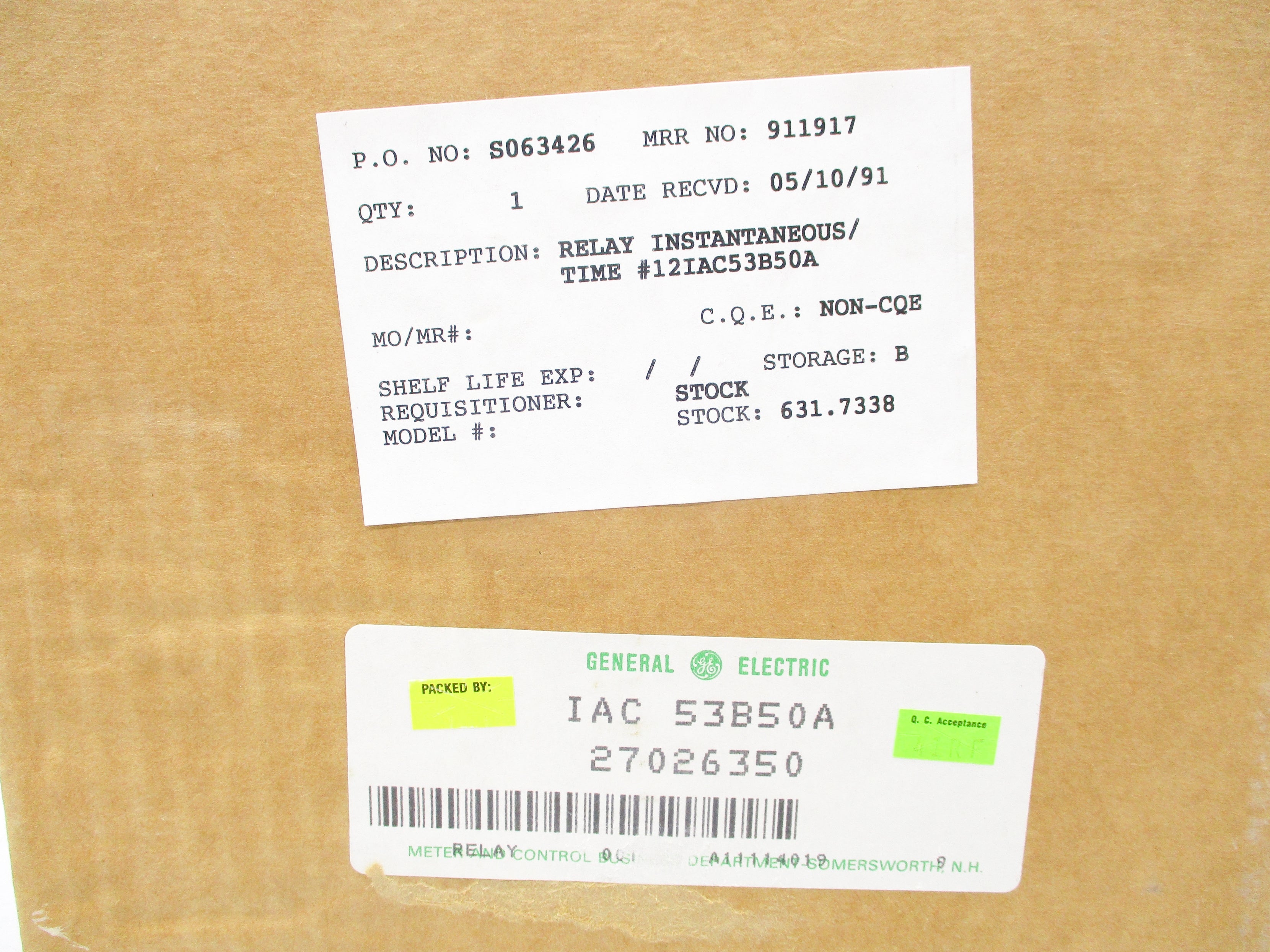 GENERAL ELECTRIC 12IAC53B50A NSFS