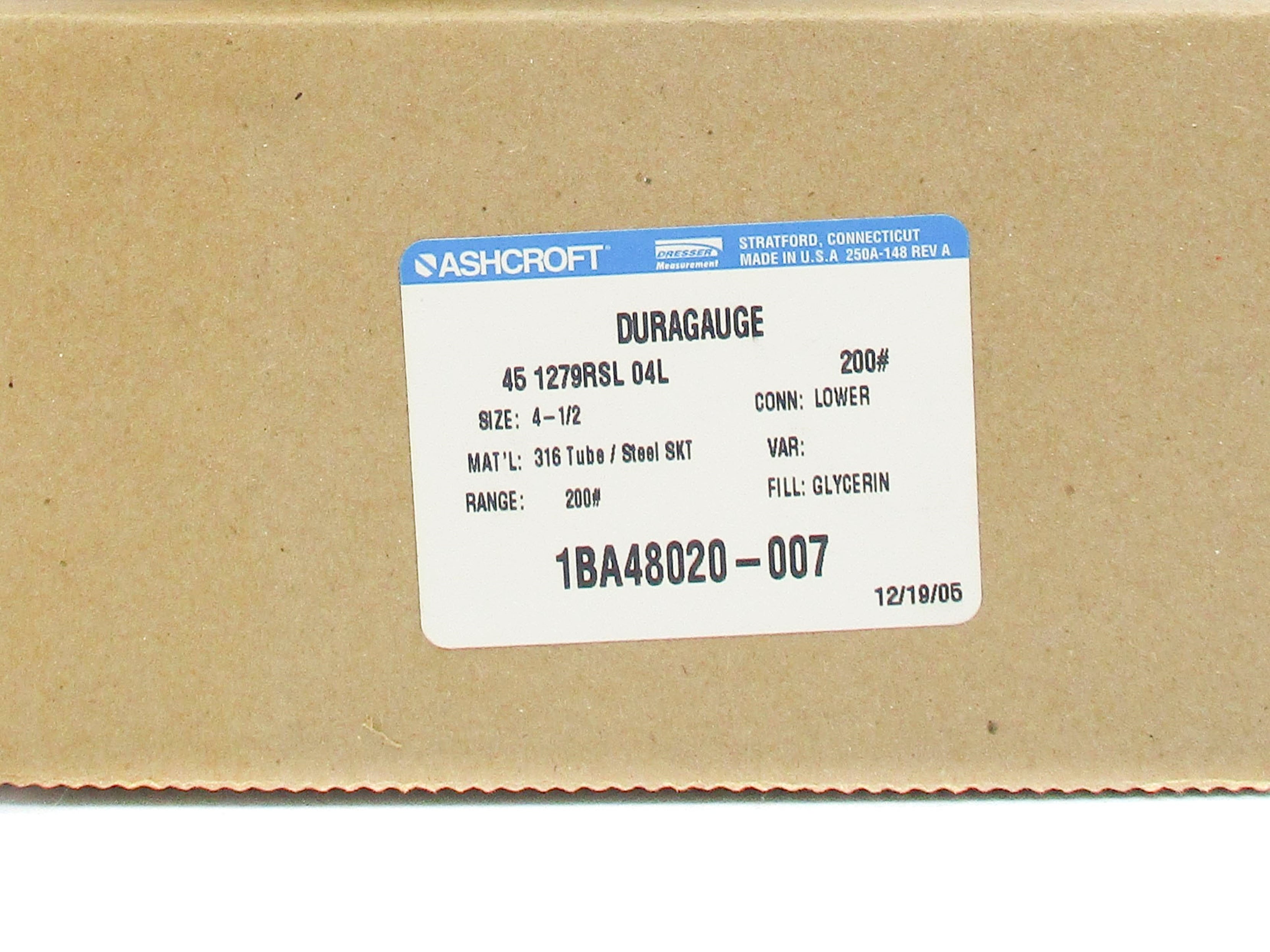 ASHCROFT 451279RSL04L200# 0-200PSI NSMP
