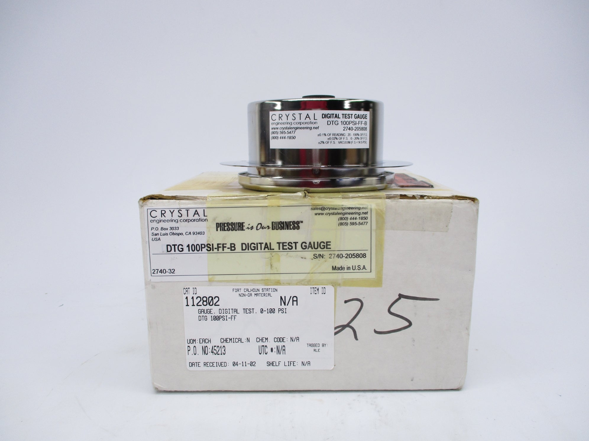 CRYSTAL DTG100PSI-FF-B 0-100PSI NSMP