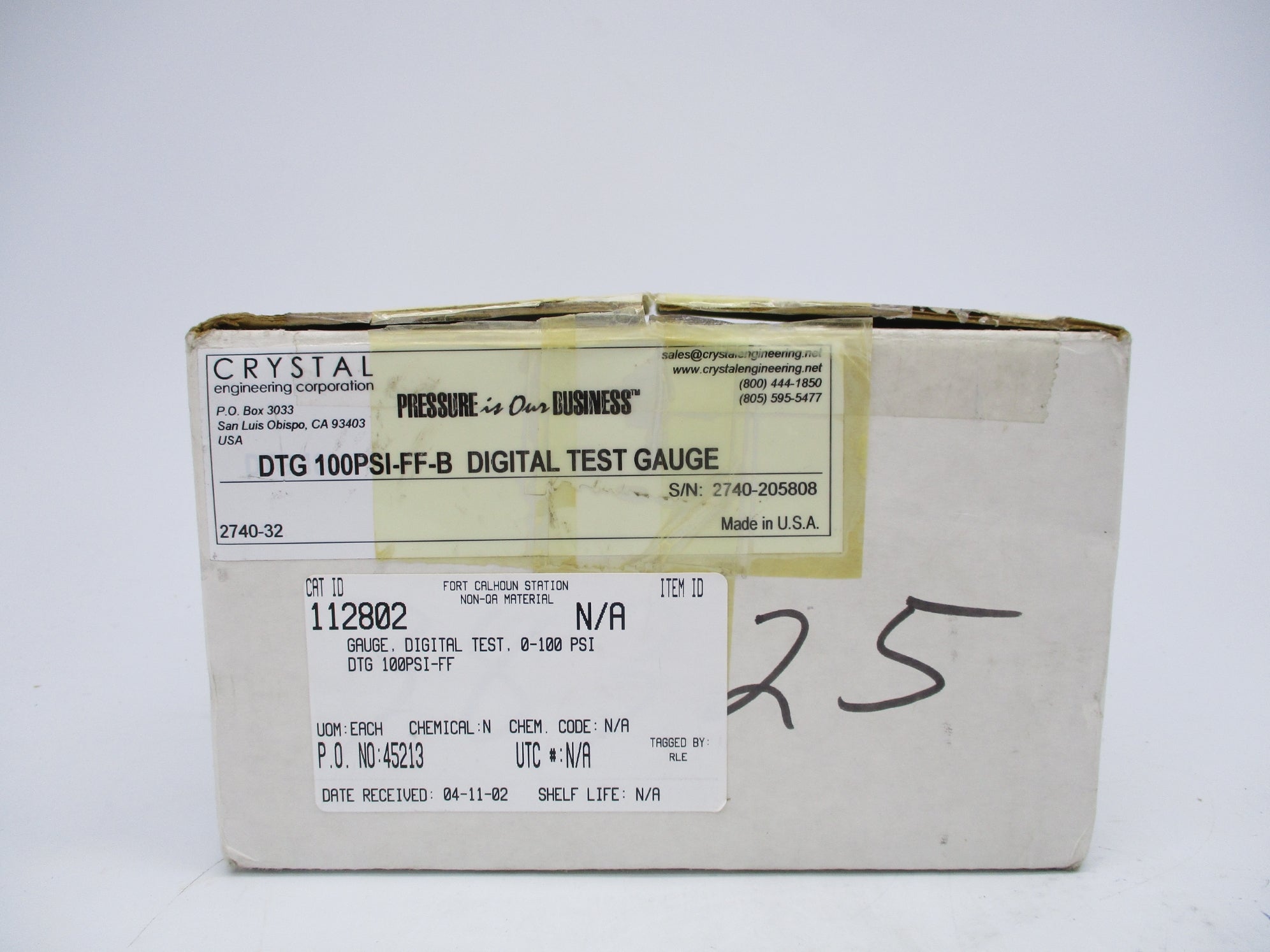CRYSTAL DTG100PSI-FF-B 0-100PSI NSMP