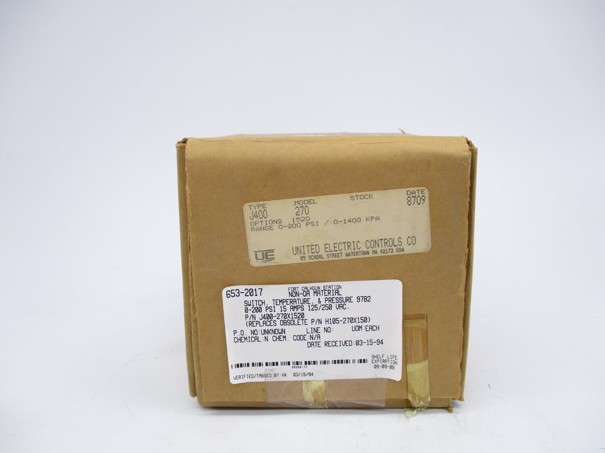 UNITED ELECTRIC J400-270 0-200PSI NSMP