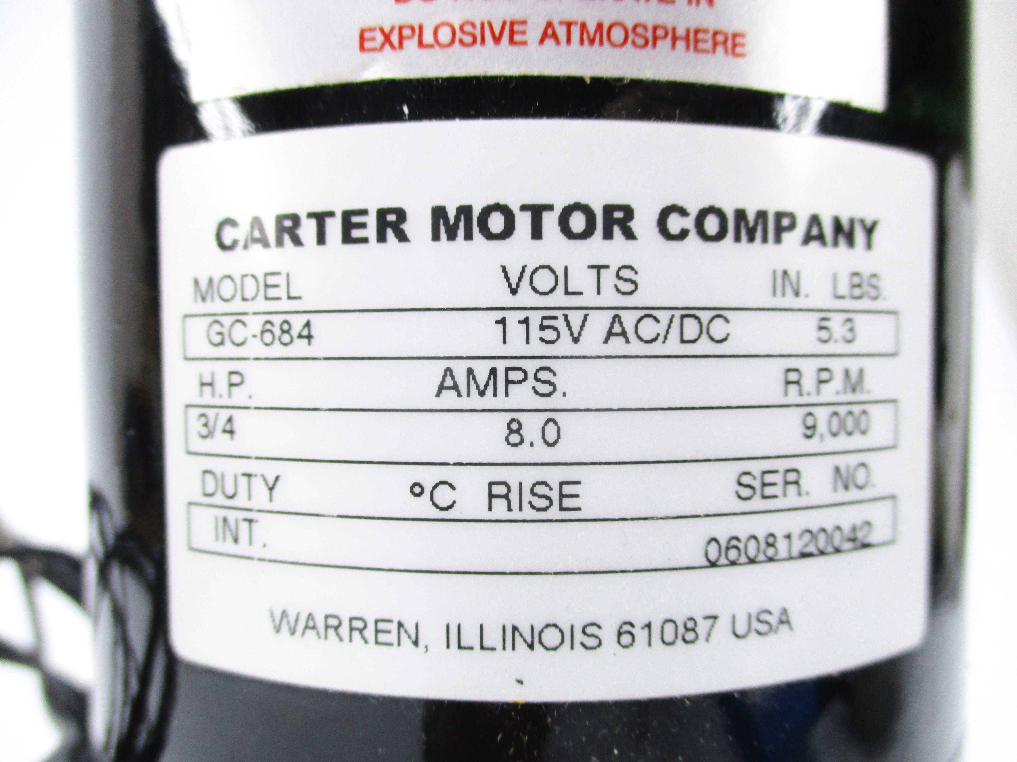 CARTER MOTOR GC-684 NSNP