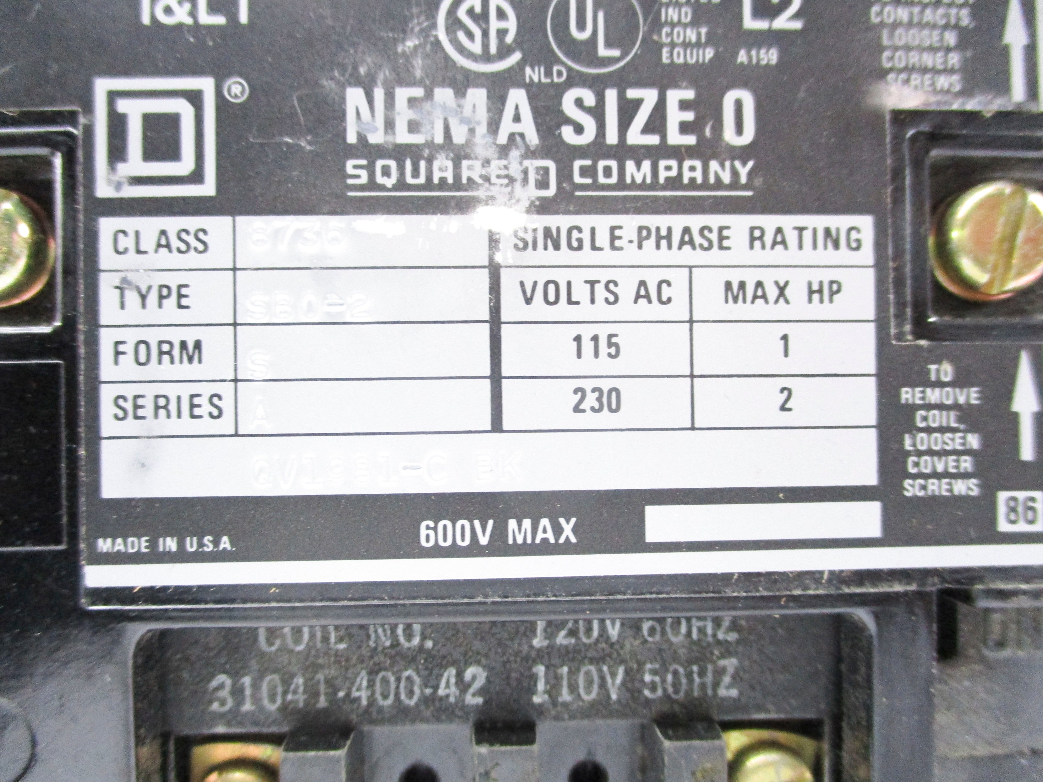 SQUARE D 8736SBO2 SER. A NSNP