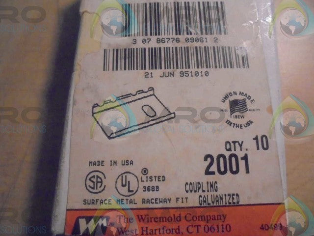 LOT OF 10 THE WIREMOLD CO. 2001 COUPLING GALVANIZED *NEW IN BOX*
