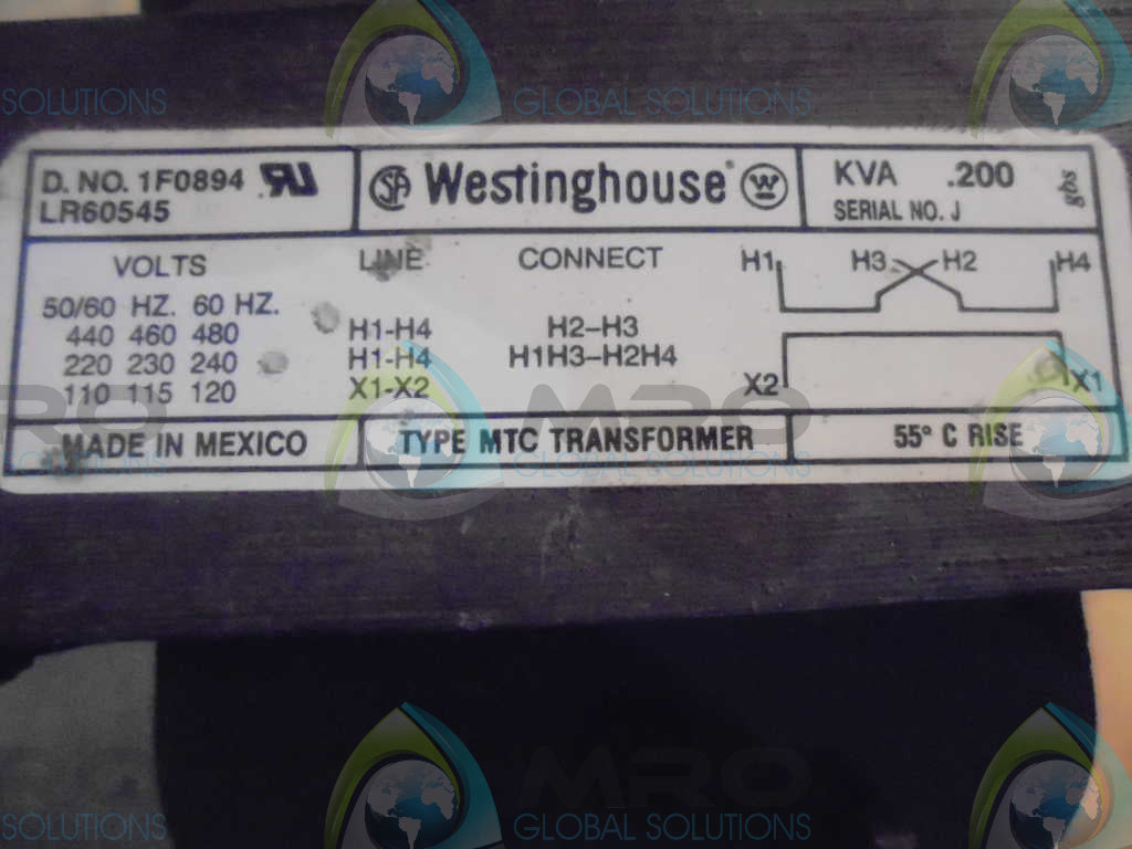 WESTING HOUSE 1F0894 TRANSFORMER *USED*