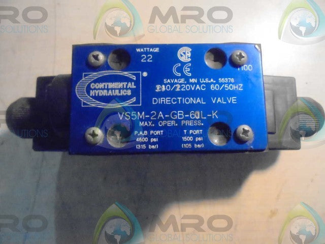 CONTINENTAL HYDRALICS VSSM-ZA-GB-60-L-K DIRECTIONAL VALVE *NEW NO BOX*