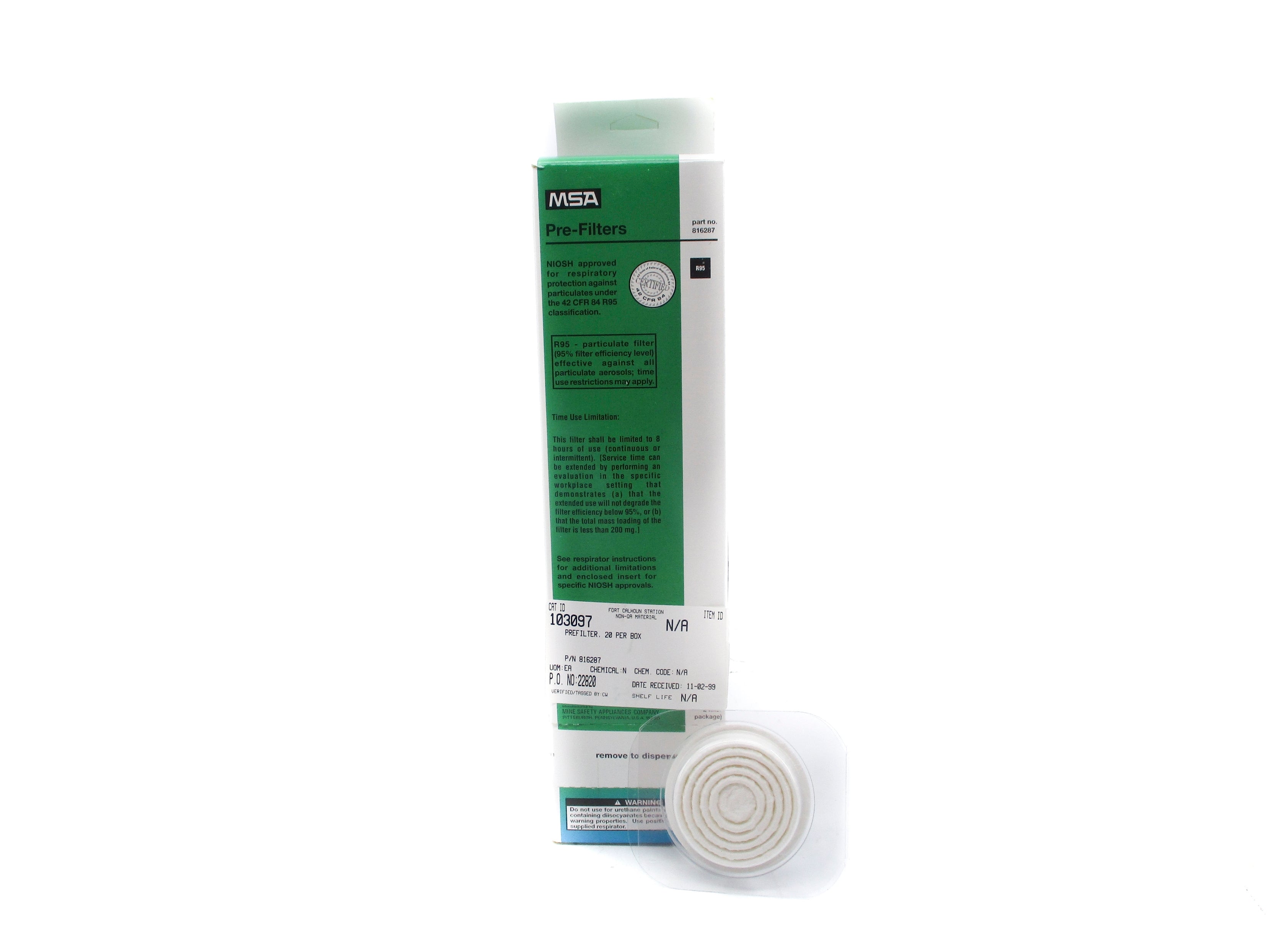 MSA 816287 (PKG OF 20) NSMP