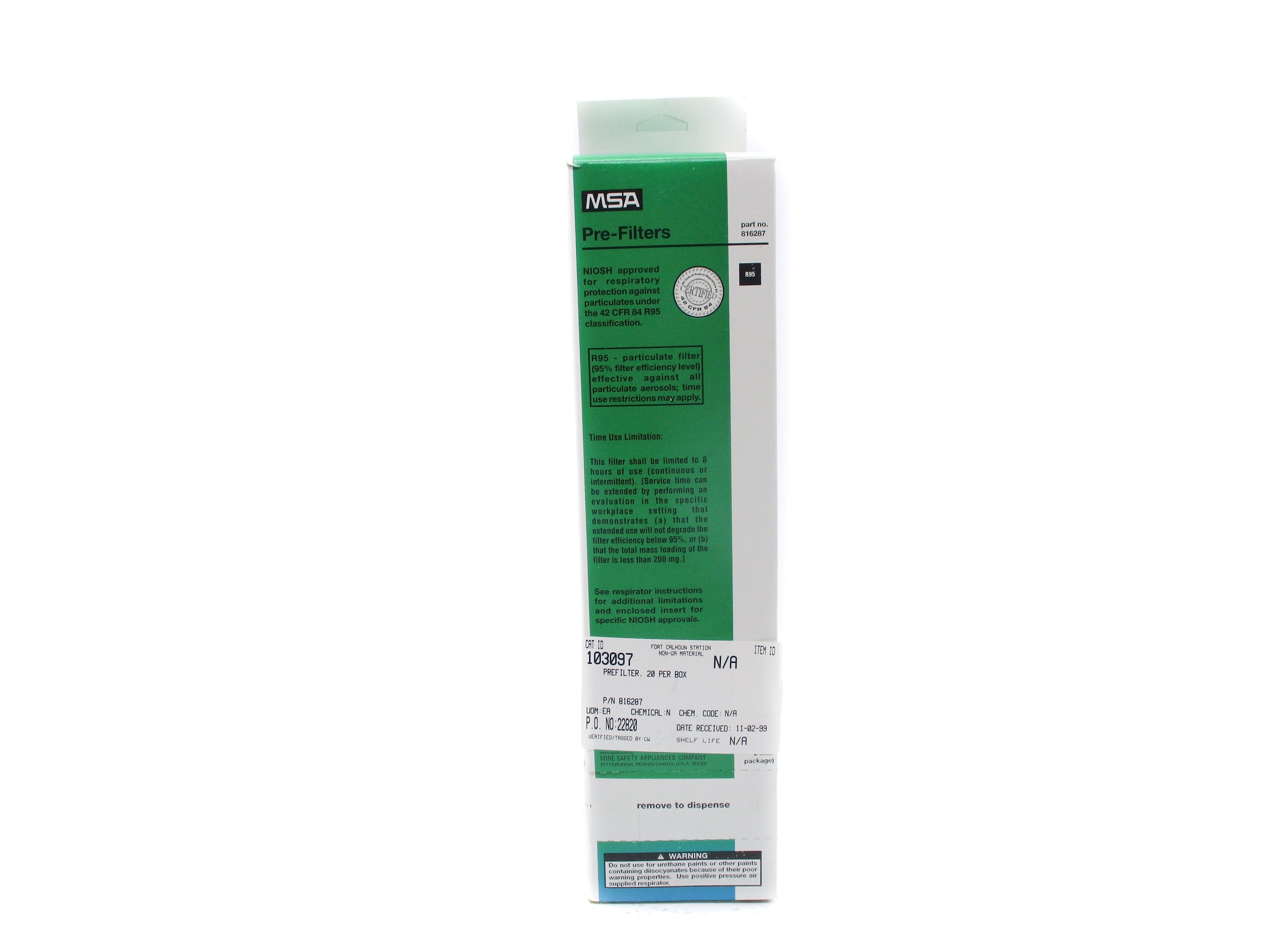 MSA 816287 (PKG OF 20) NSMP